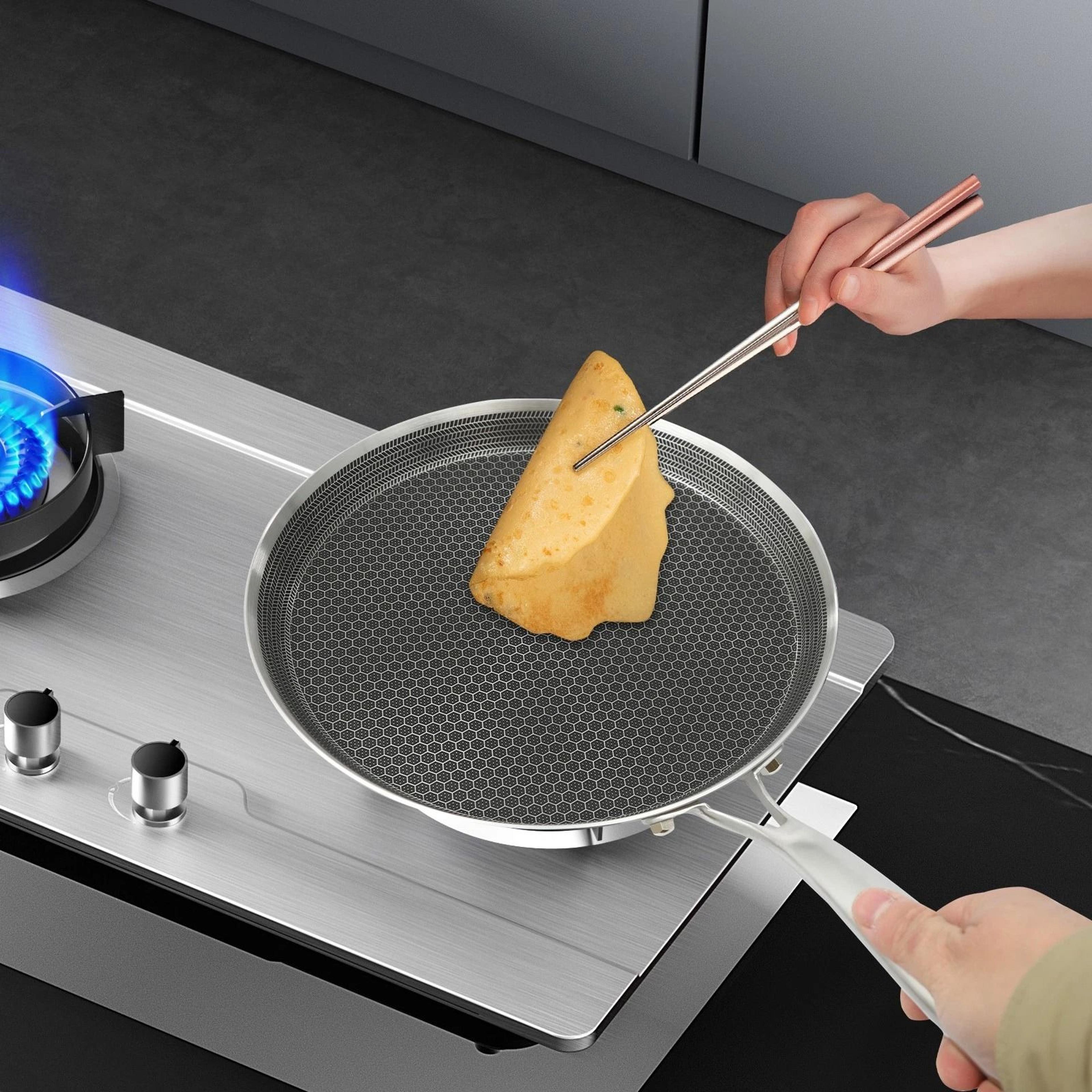 crepe pan non stick stainless steel flat skillet for pancakes dosa and tortillas