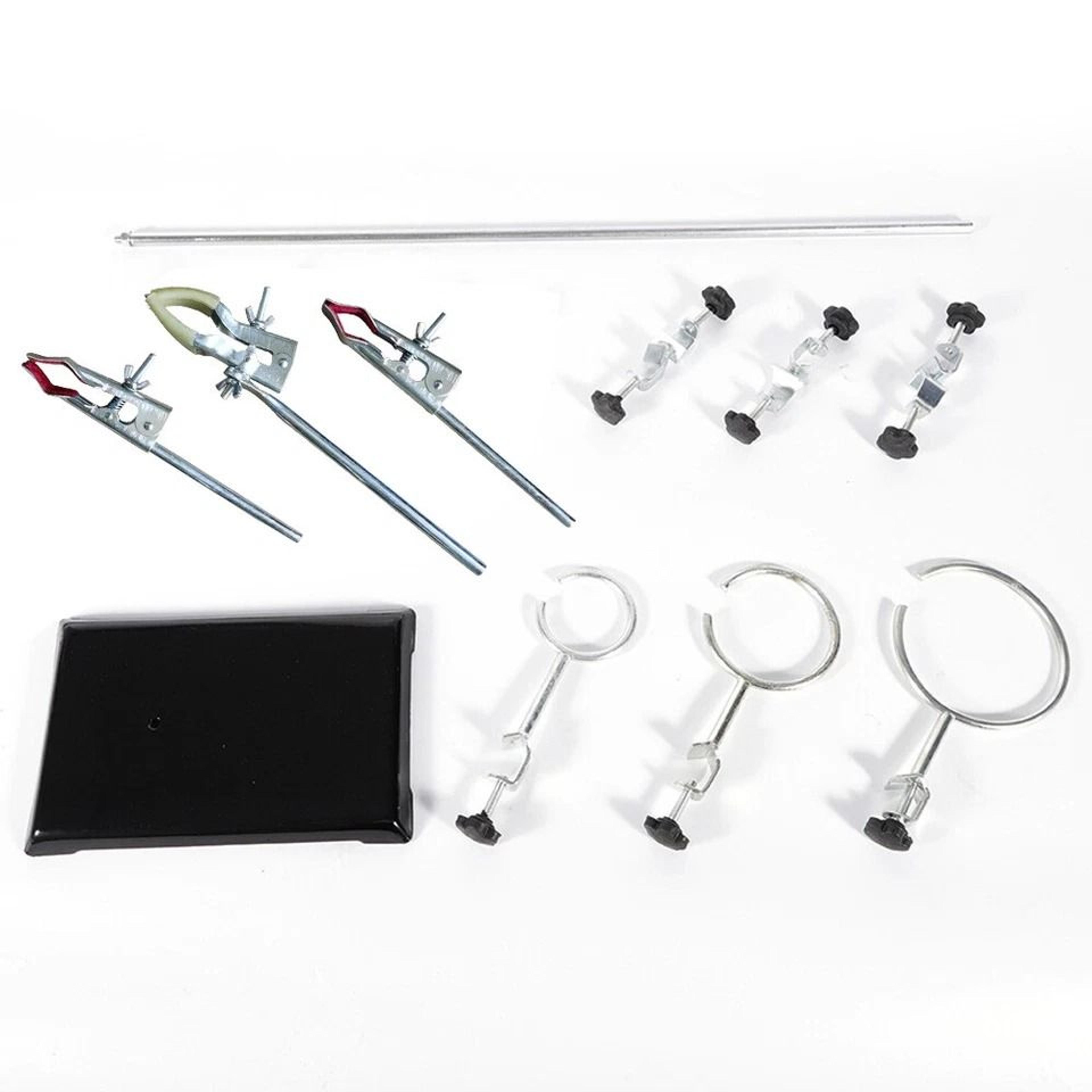 premium laboratory flask support set with lab support stand & clips durable iron chemistry rack