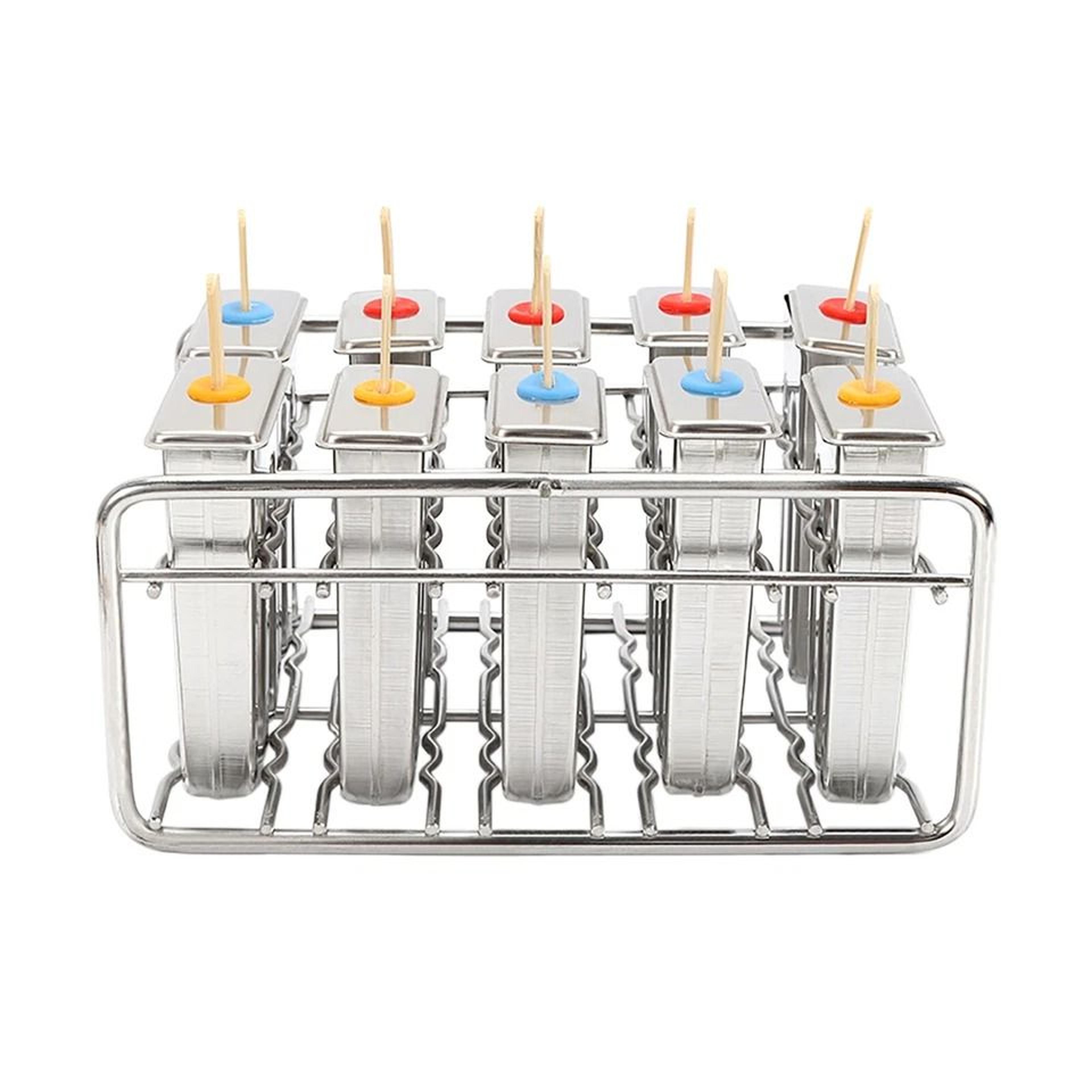 premium stainless steel ice pop molds & rack reusable popsicle maker set