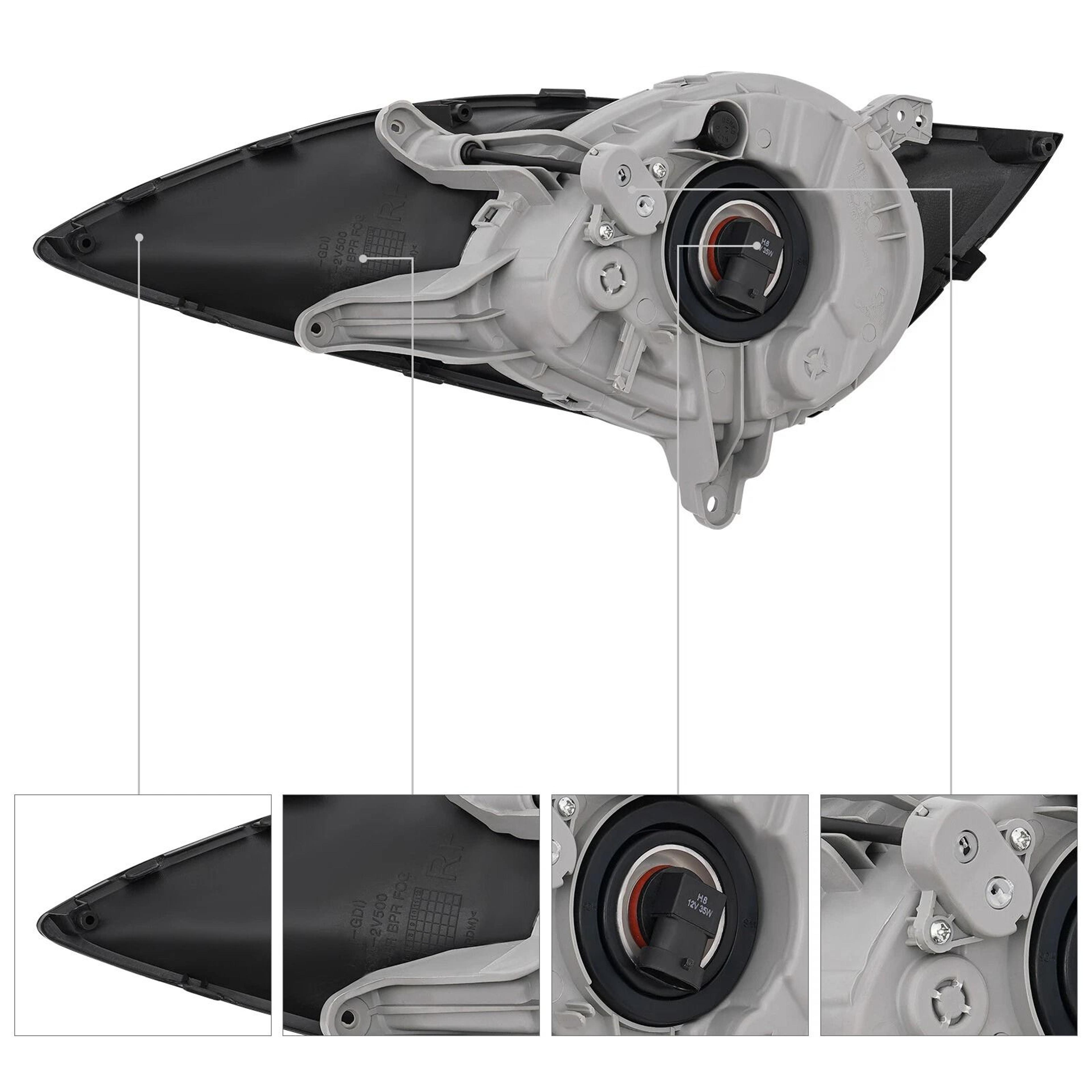Passenger Side Fog Light Assembly For Hyundai Veloster Turbo With Cover 8
