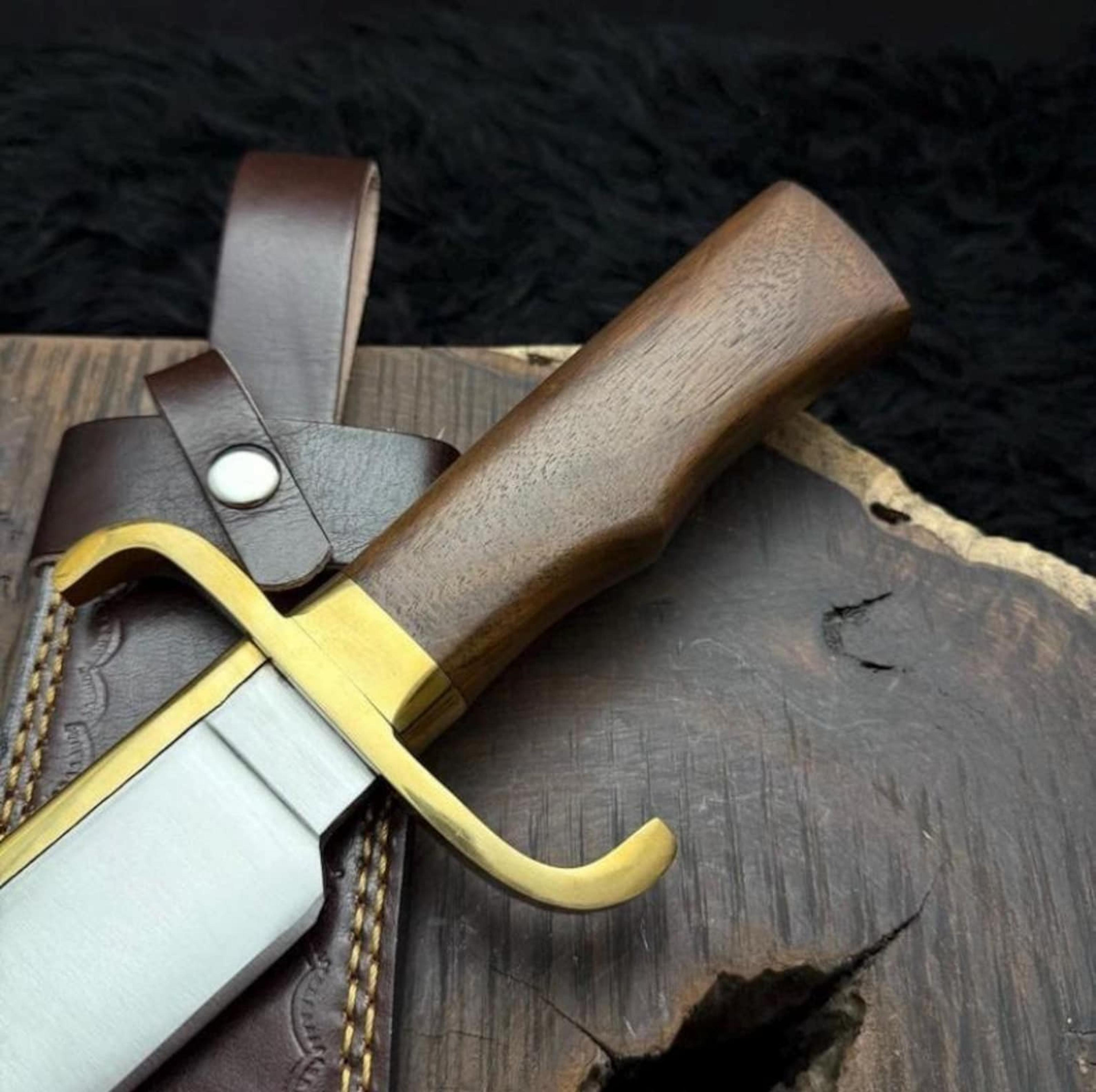 Premium Bushcraft Knife Wood Handle Fixed Blade With Leather Sheath 4