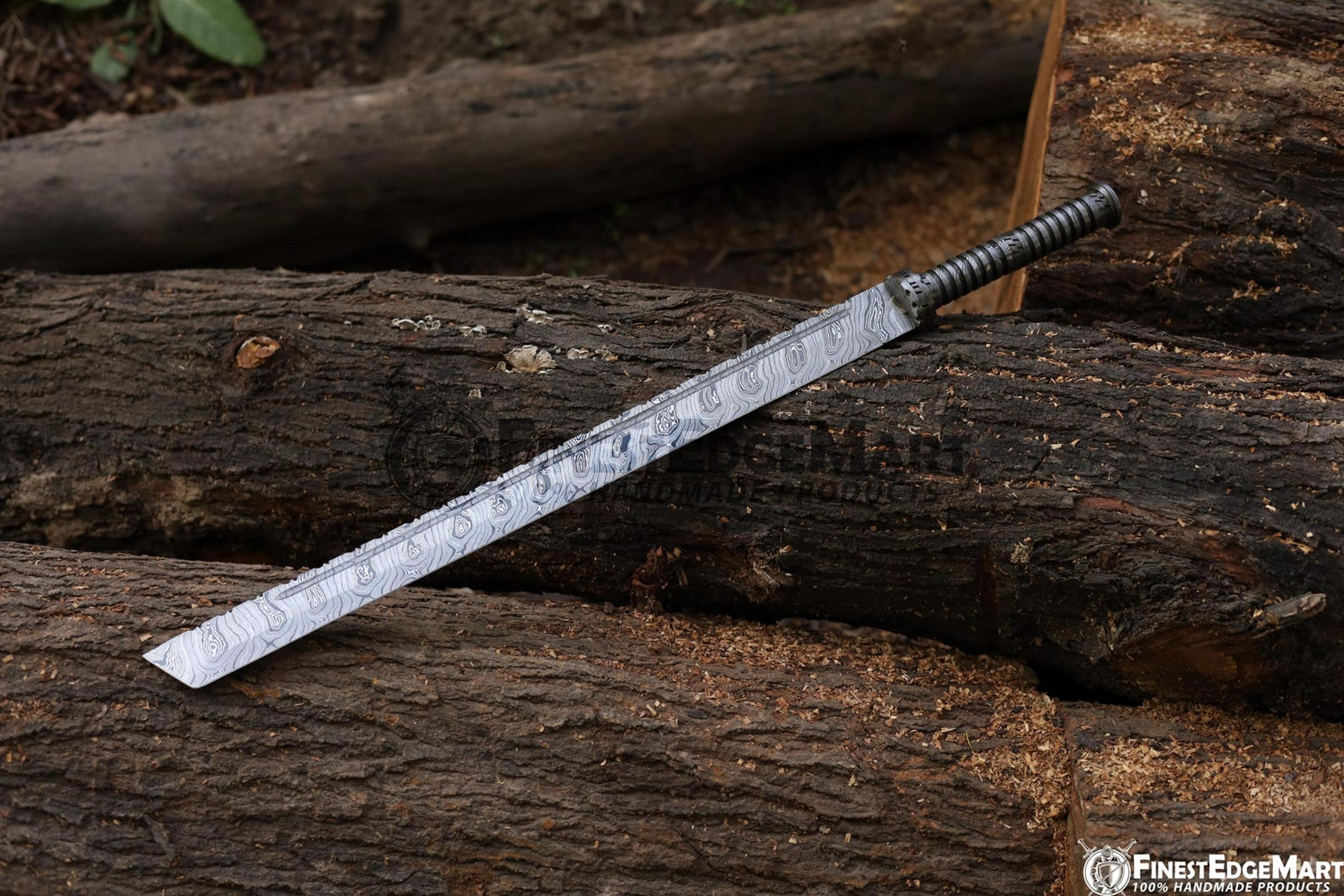 Hand Forged Damascus Steel Viking Tanto Sword  Handmade Collectible Display Piece For Decor And Gif