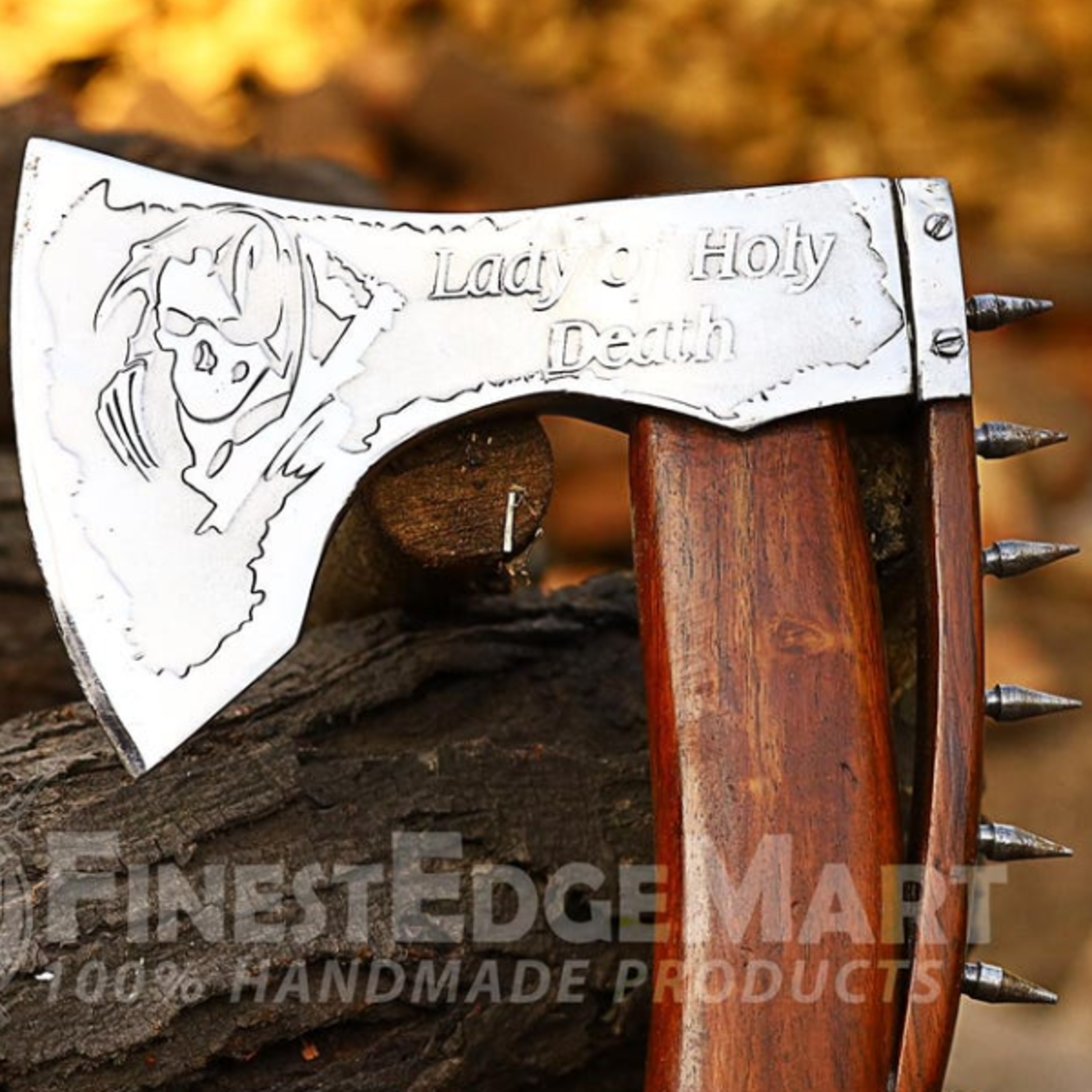 Custom Engraved Carbon Steel Bearded Axe With Ash Wood Handle  Unique Camping Gift For Outdoor Enth