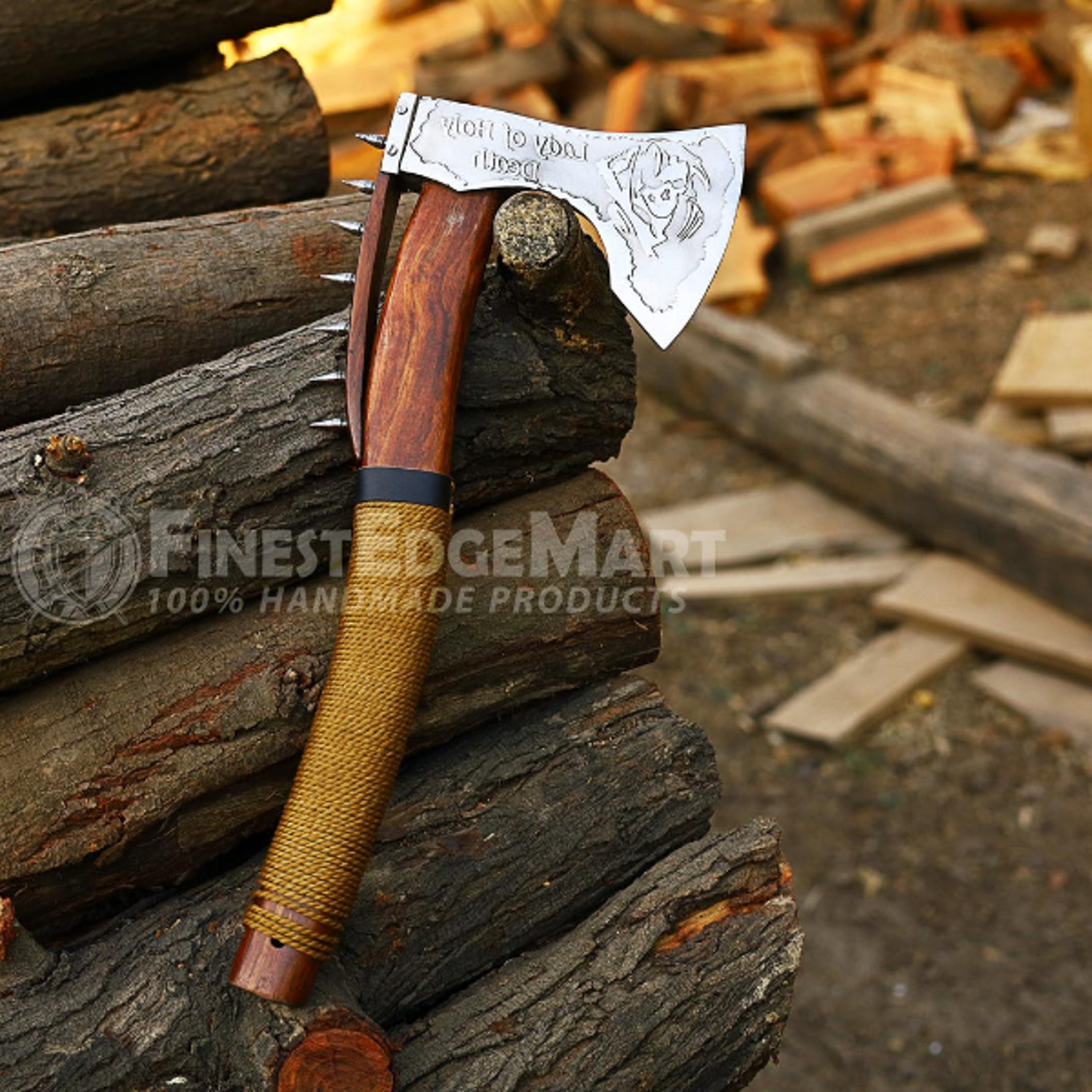 Custom Engraved Carbon Steel Bearded Axe With Ash Wood Handle  Unique Camping Gift For Outdoor Enth