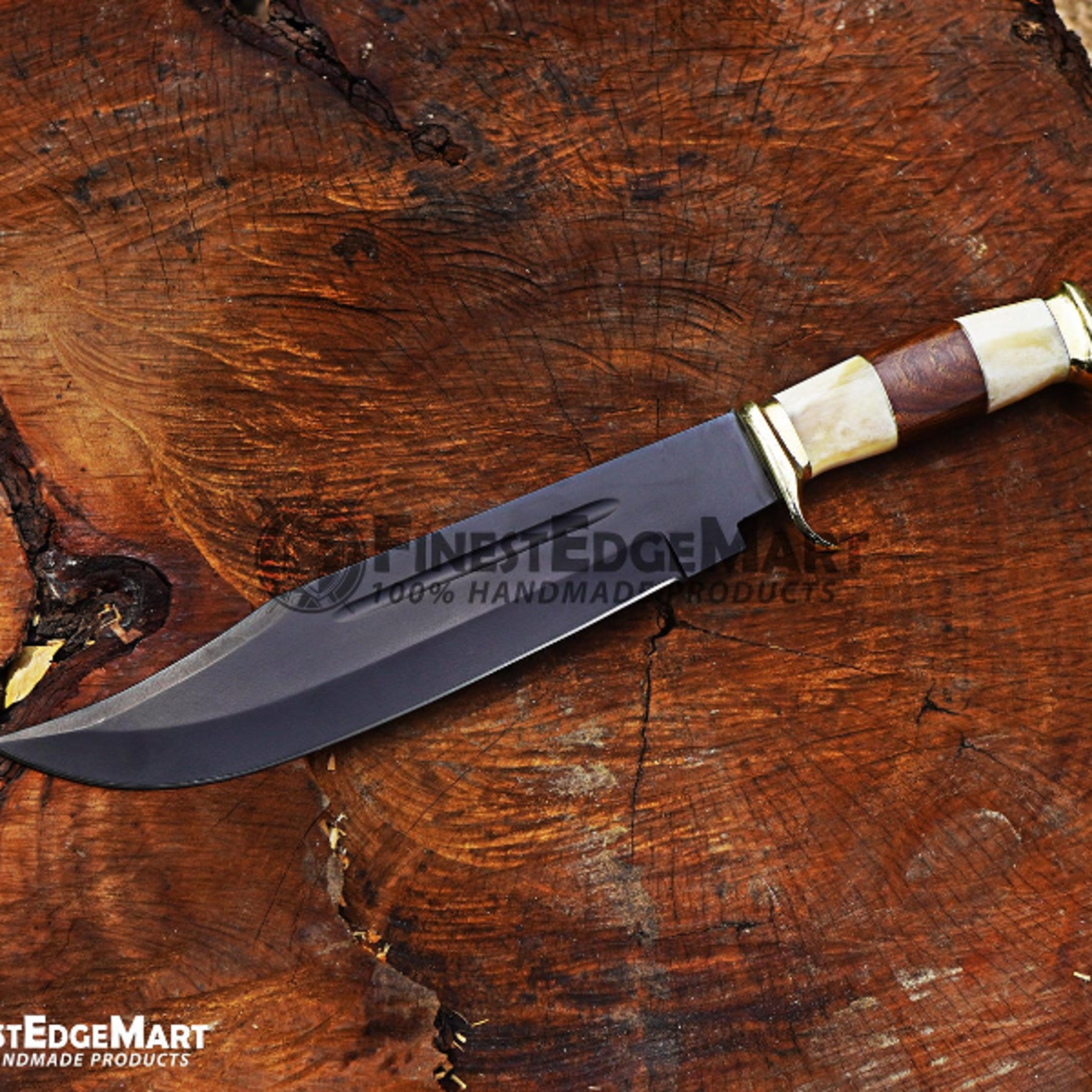Handmade Bowie Knife With PowderCoated Stainless Steel Blade And Camel Bone Handle  Perfect For Out