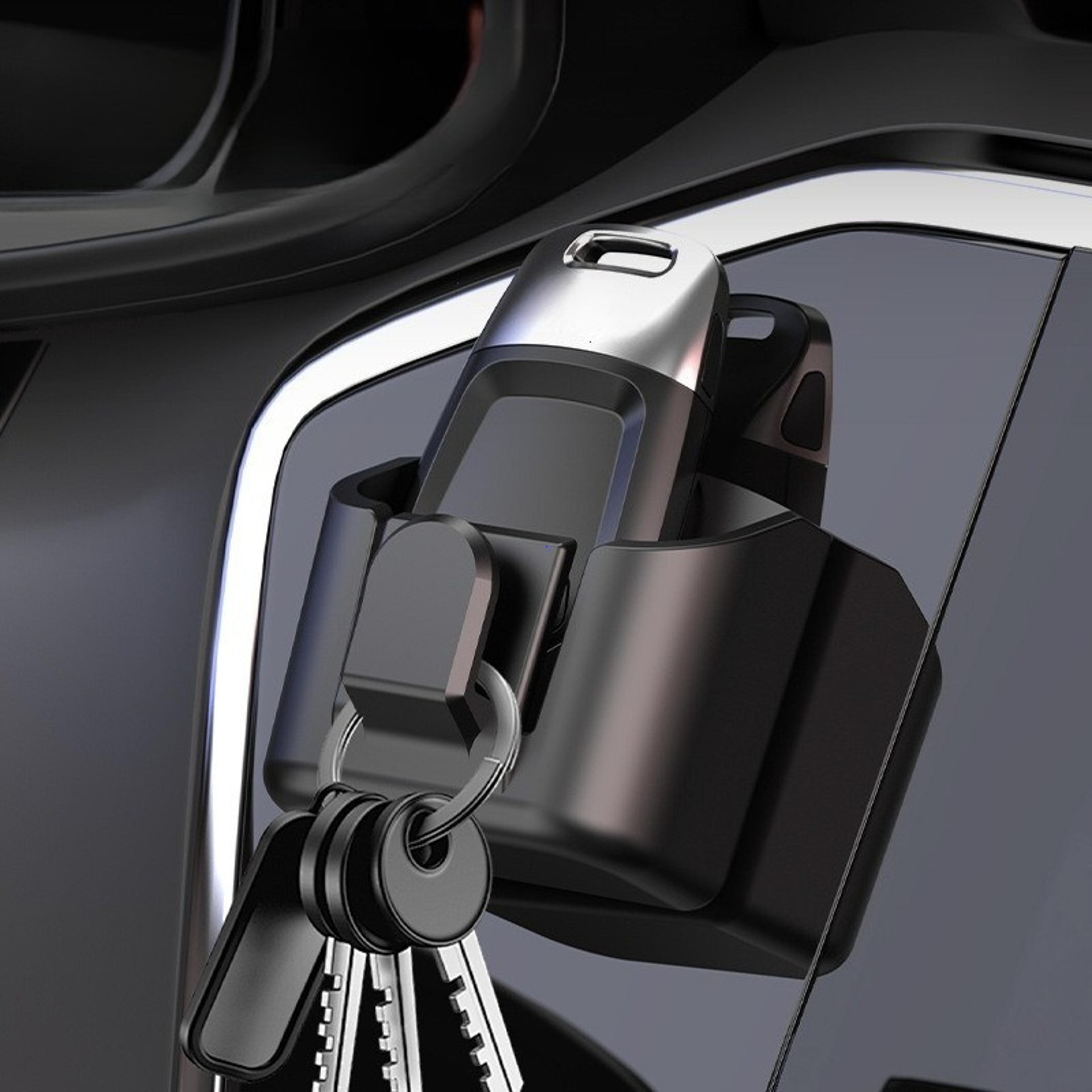 universal car key holder clip, auto interior storage box, anti-slip dashboard organizer, adhesive mount for card key rac