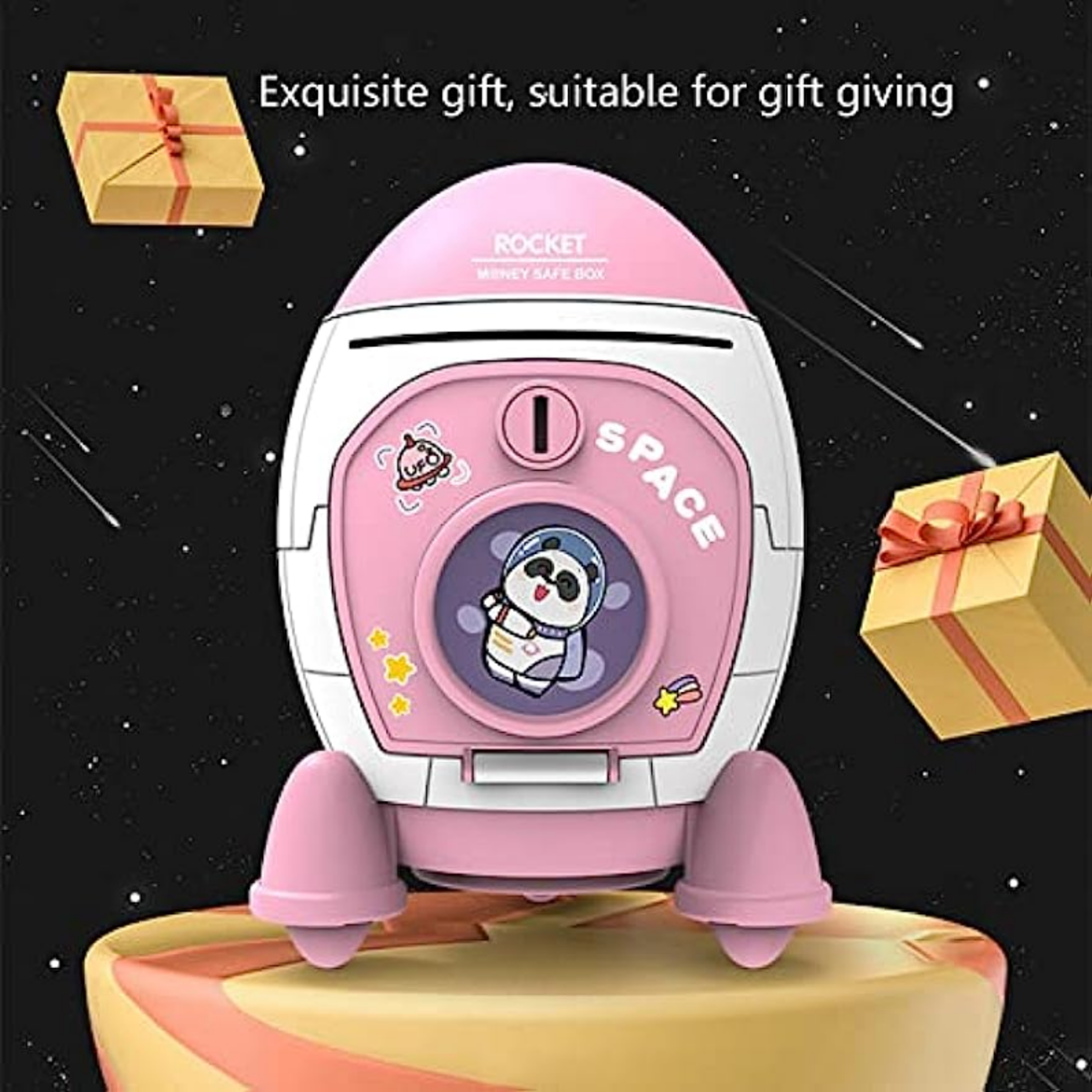 Cartoon Space Rocket Piggy Bank Toy For Boys And Girls Large Capacity Money Storage Perfect Holiday 4