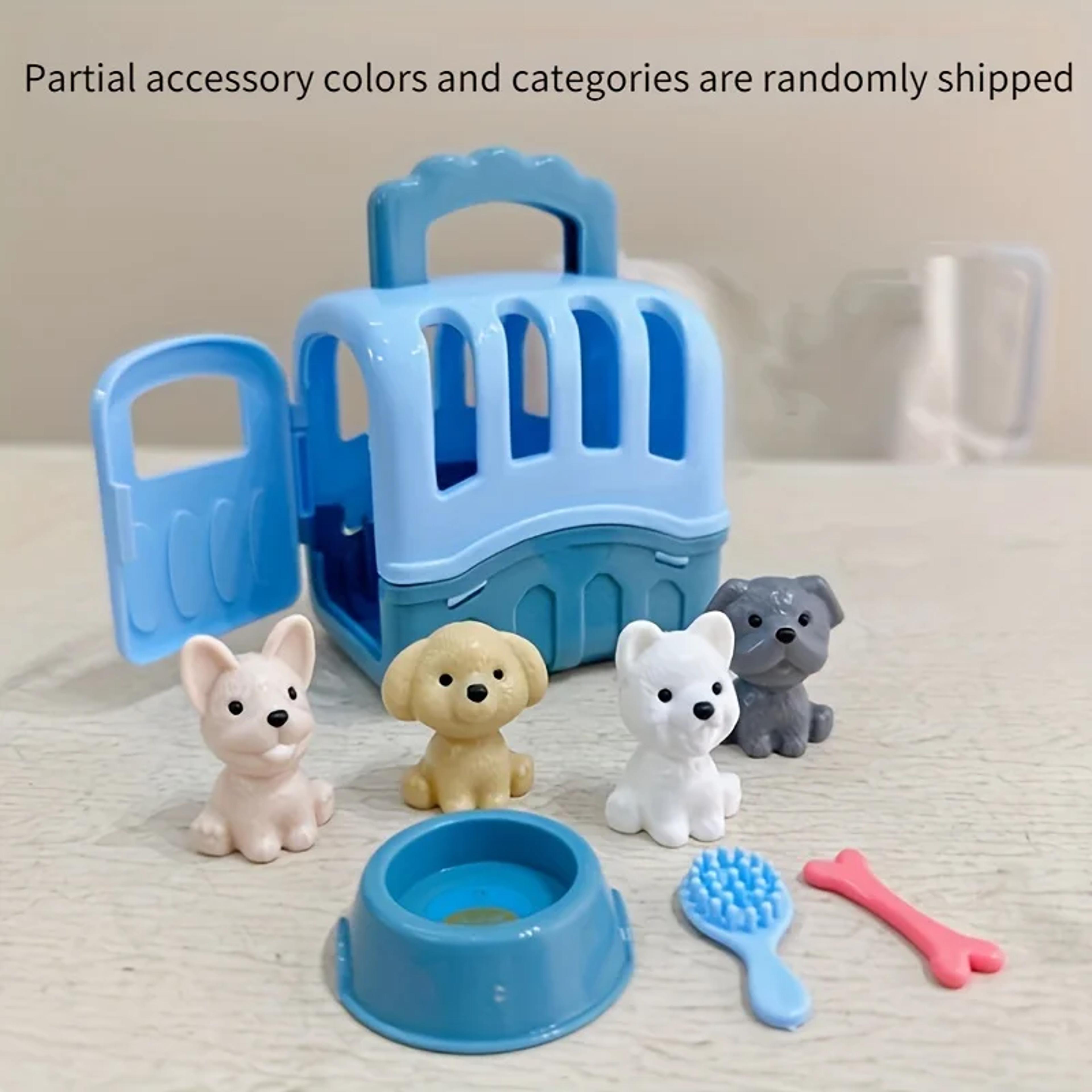 Dog Puppy Toy Set For Kids Mini Pet Care Play Kit With Cage Grooming  Feeding Toys For Toddlers 6