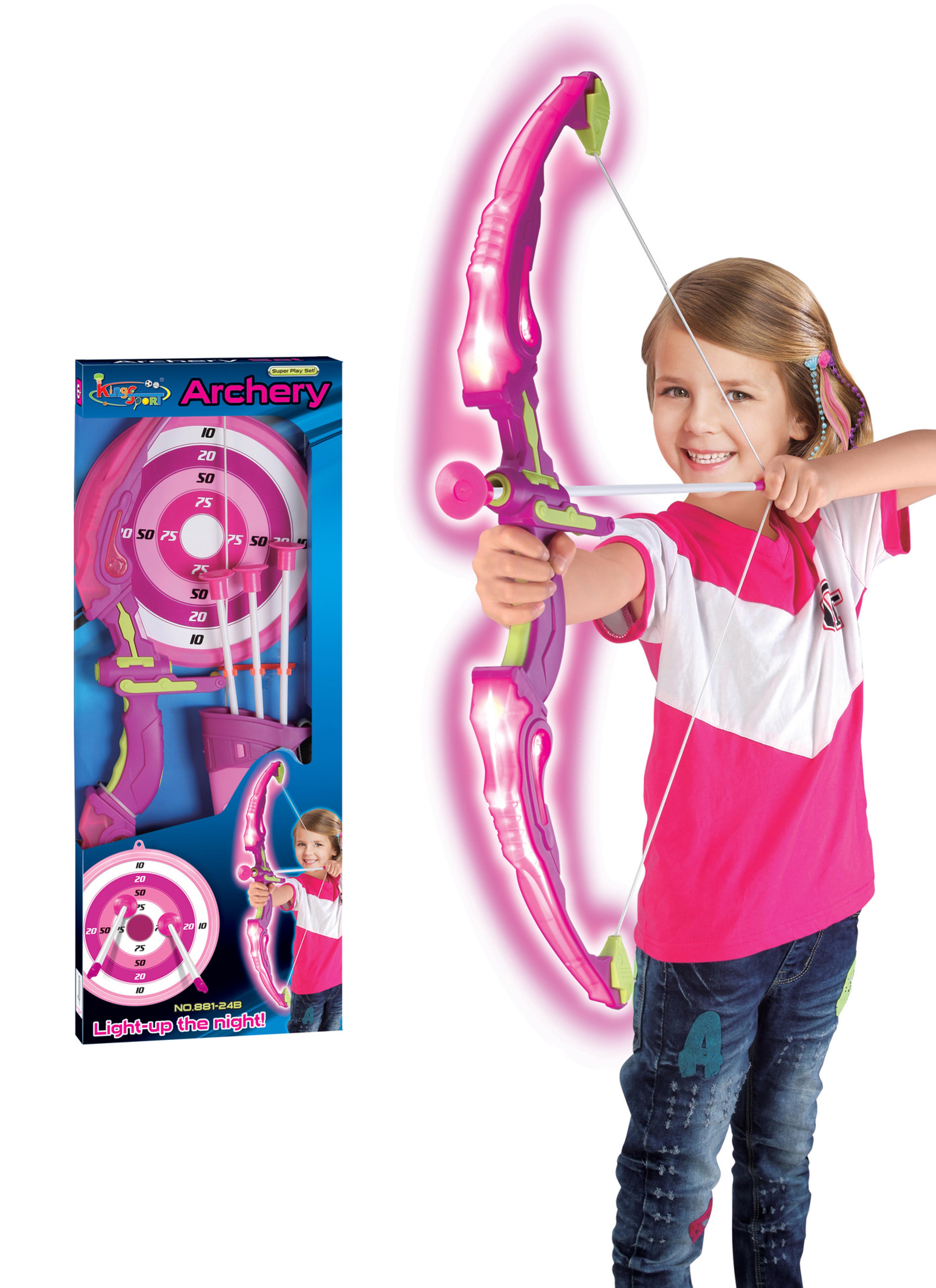 LED Light Up Archery Toy Set For Kids Bow And Arrow Game With Quiver Indoor And Outdoor Sport Toys  7