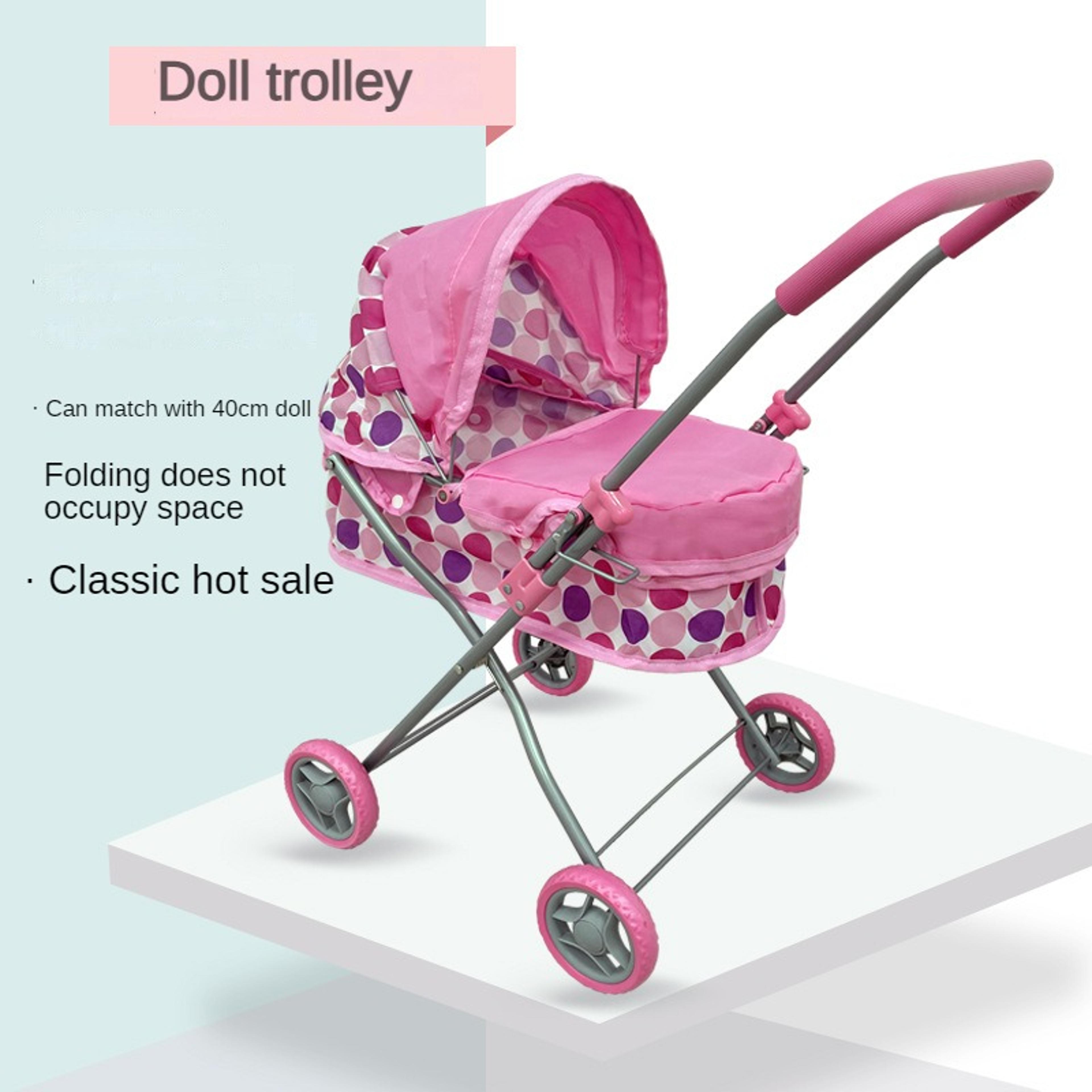 folding baby doll stroller, role play house doll accessories, foldable pram for boys and girls