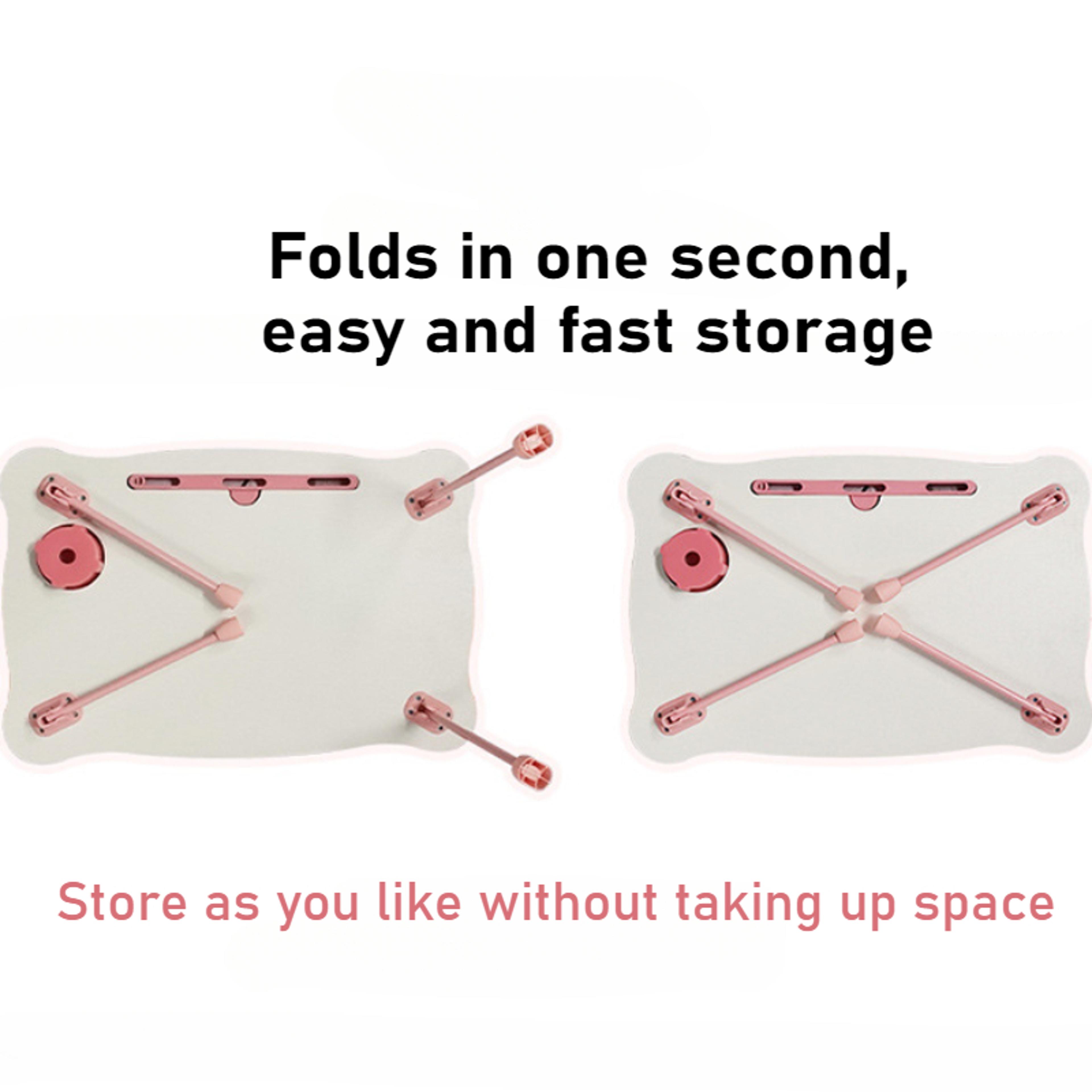 Cute Bear Bed Desk With Cup Holder Foldable Laptop Table Waterproof Antislip Tatami Table For Dormi