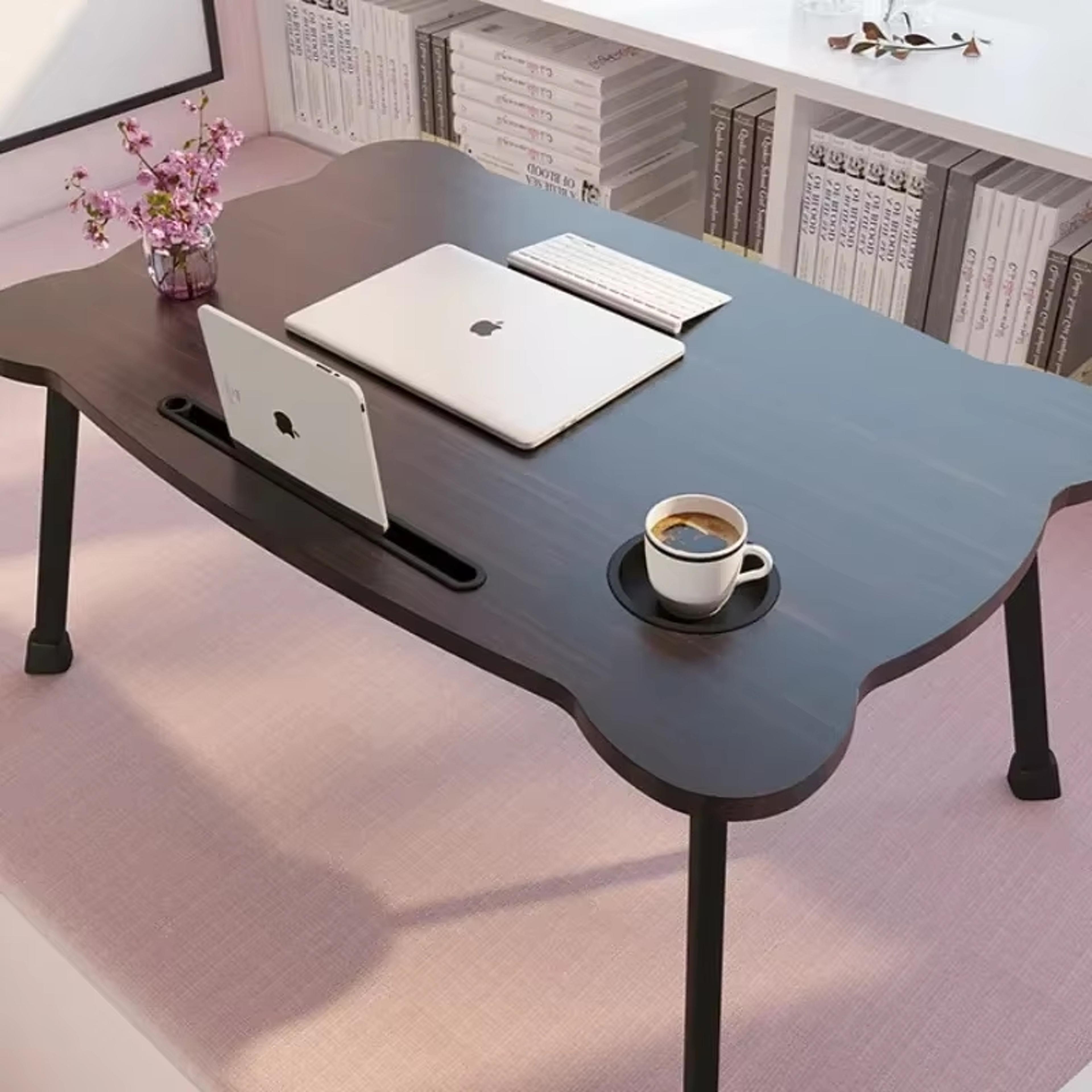 Cute Bear Bed Desk With Cup Holder Foldable Laptop Table Waterproof Antislip Tatami Table For Dormi