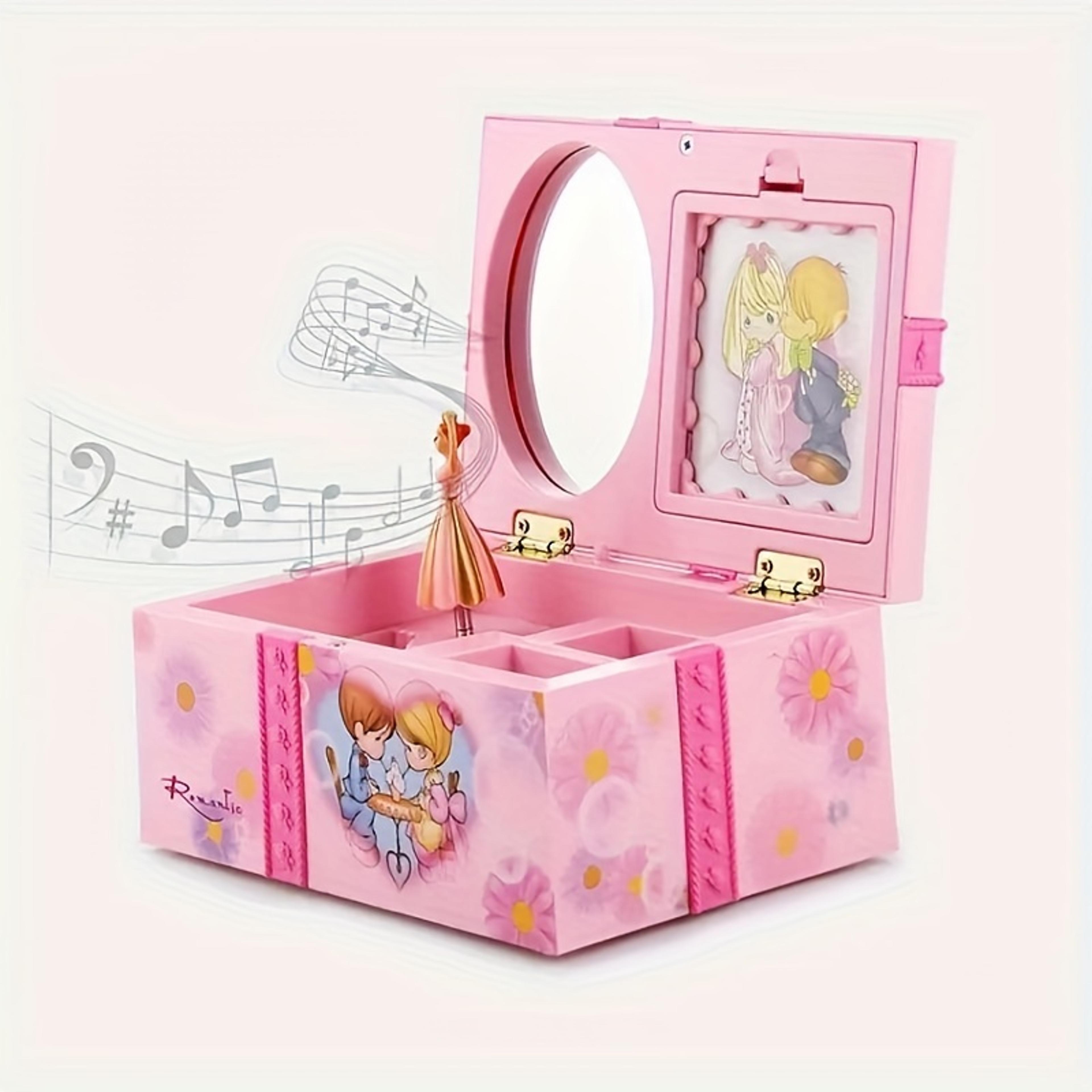music box girls with ballerina jewelry box, spinning drawer for necklace and bracelet storage