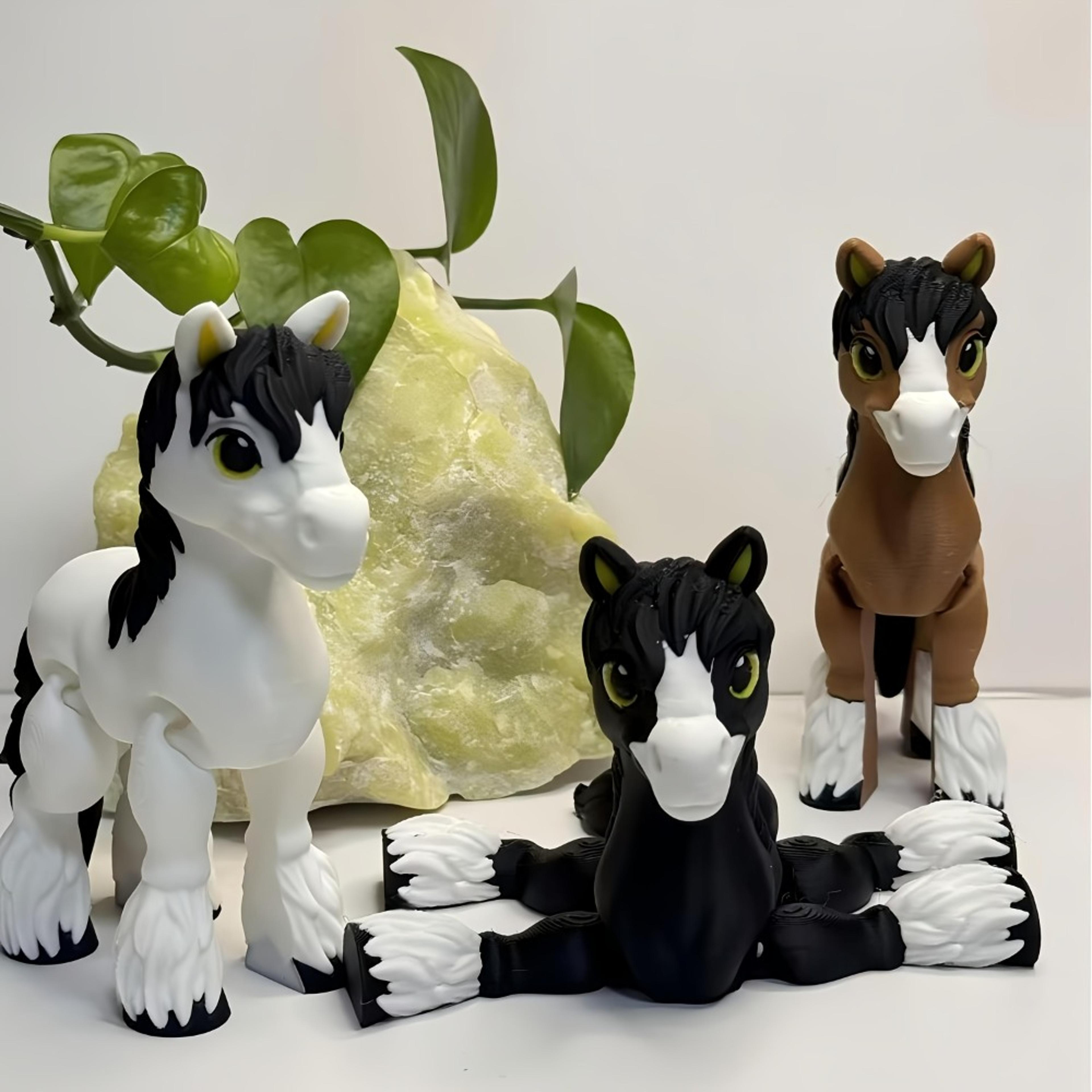 flexible printed horse pony model movable joints animal toy statue for stress relief and fidgeting