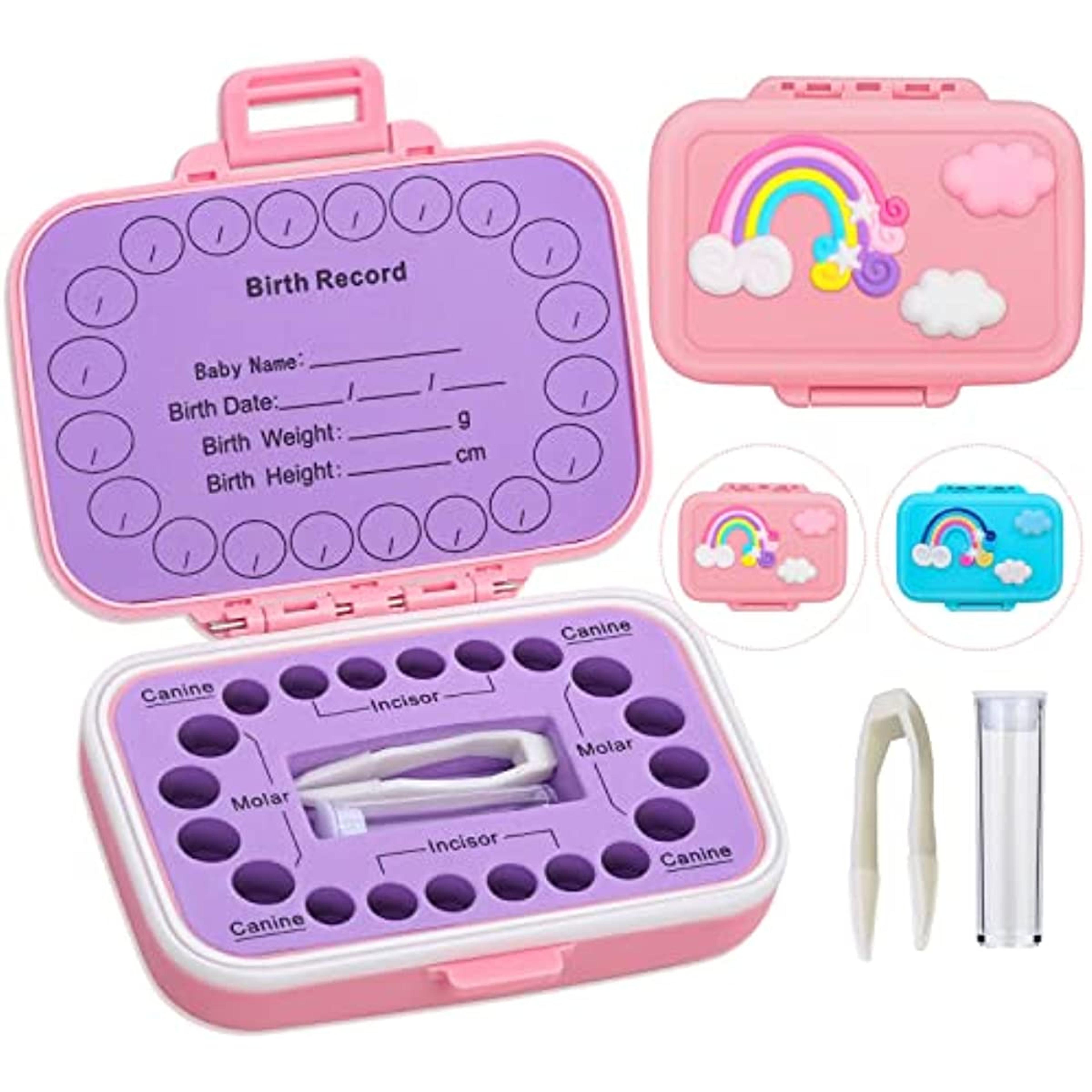 baby teeth keepsake box, colored tooth holders, teeth lanugo storage saver for boys girls, container organizer for lost