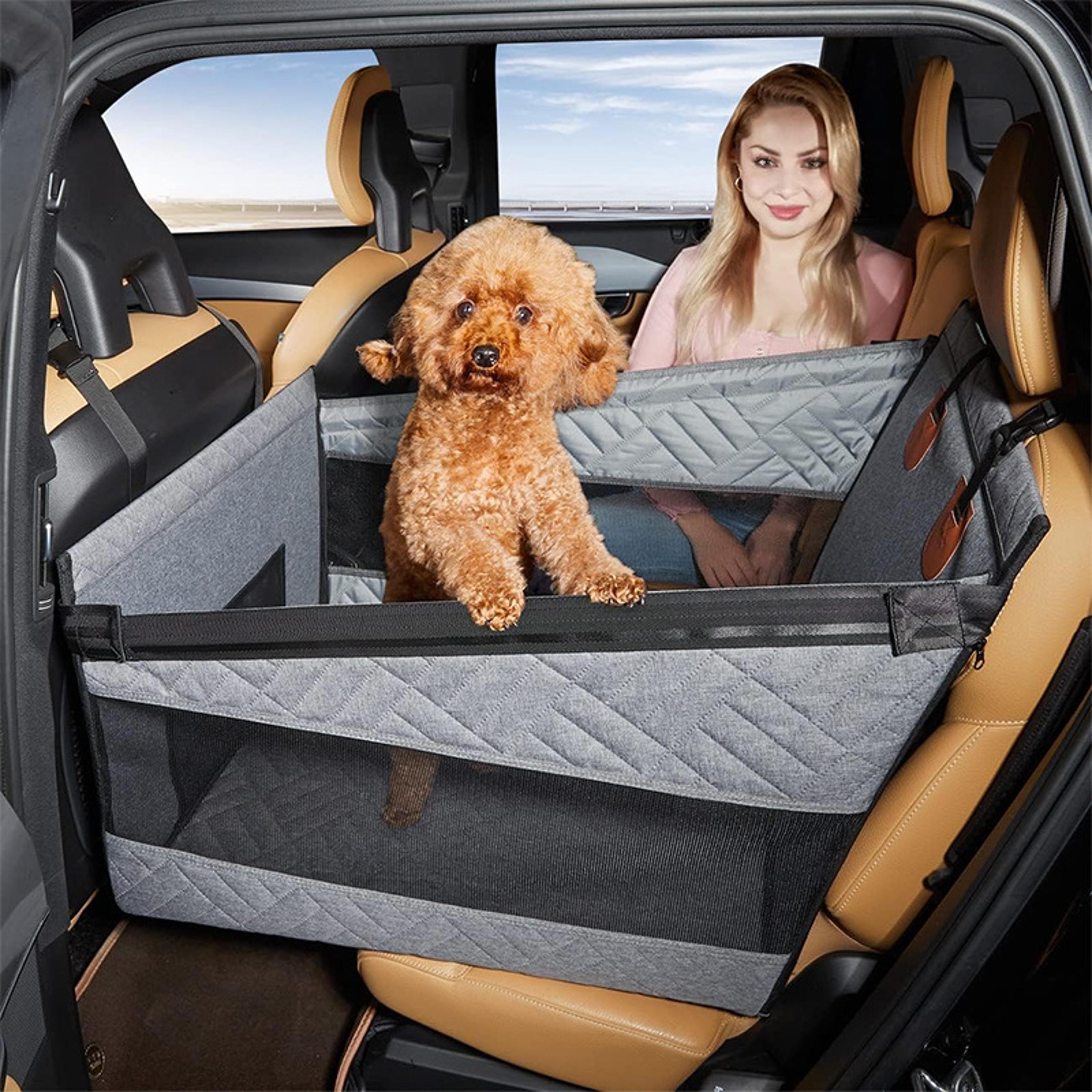 waterproof dog hammock with mesh pocket, pet nest back seat extender for small to large dogs