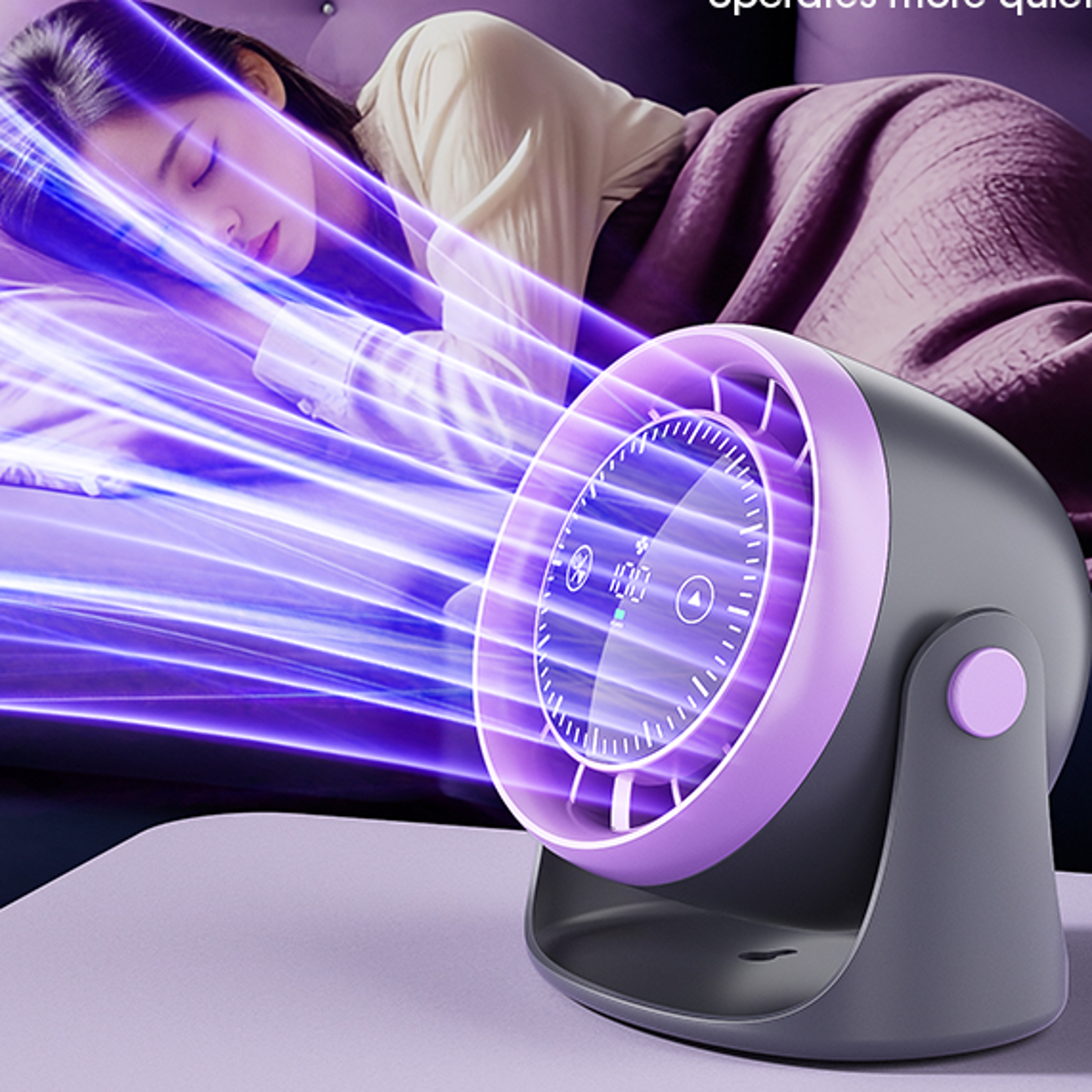 100-speed usb rechargeable desktop/wall fan with digital display for home/office - turbo air circulator cooling