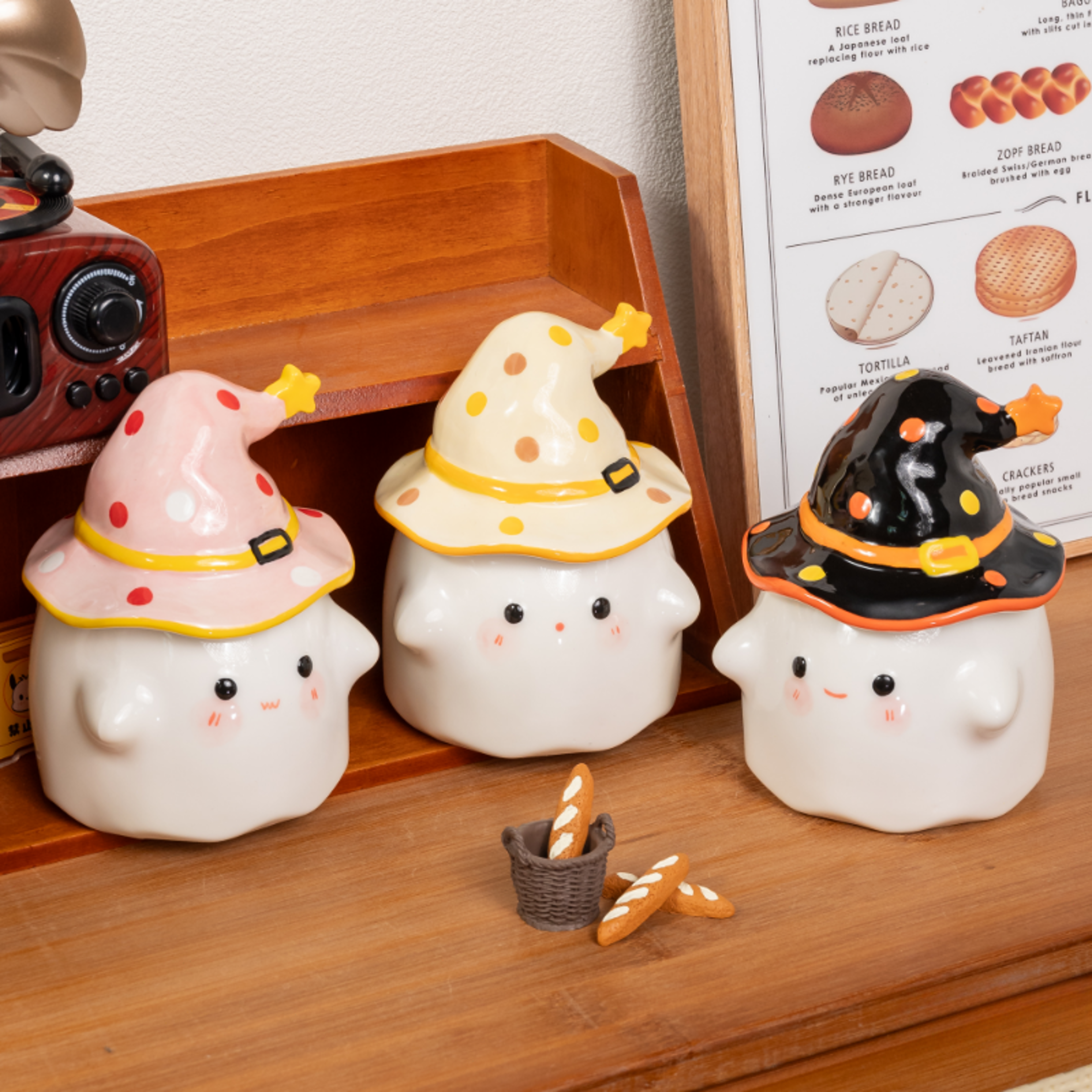funny ghost ceramic mug with lid – coffee cup for halloween and easter gifts