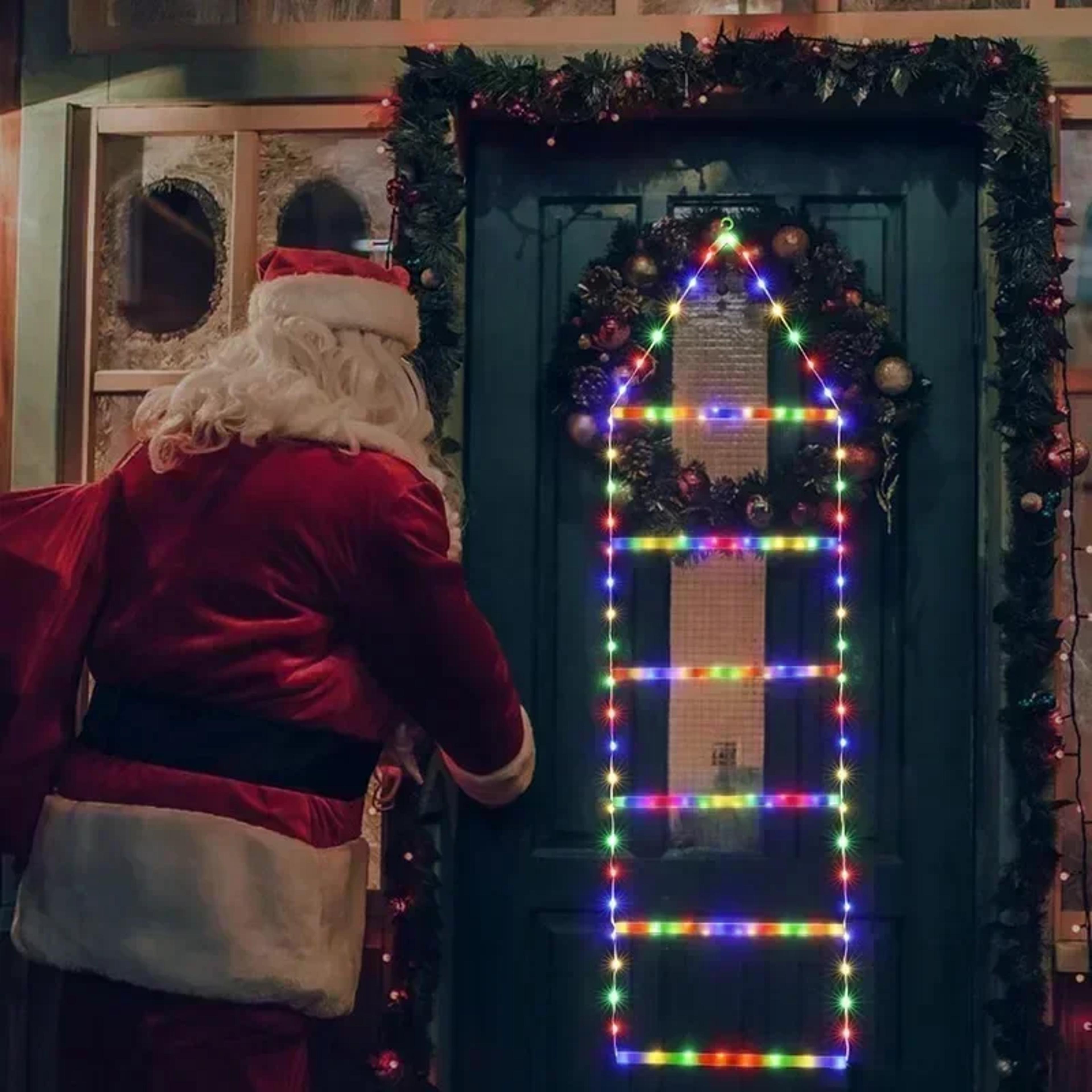 climbing santa led ladder lights for christmas decor – holiday wall window xmas light