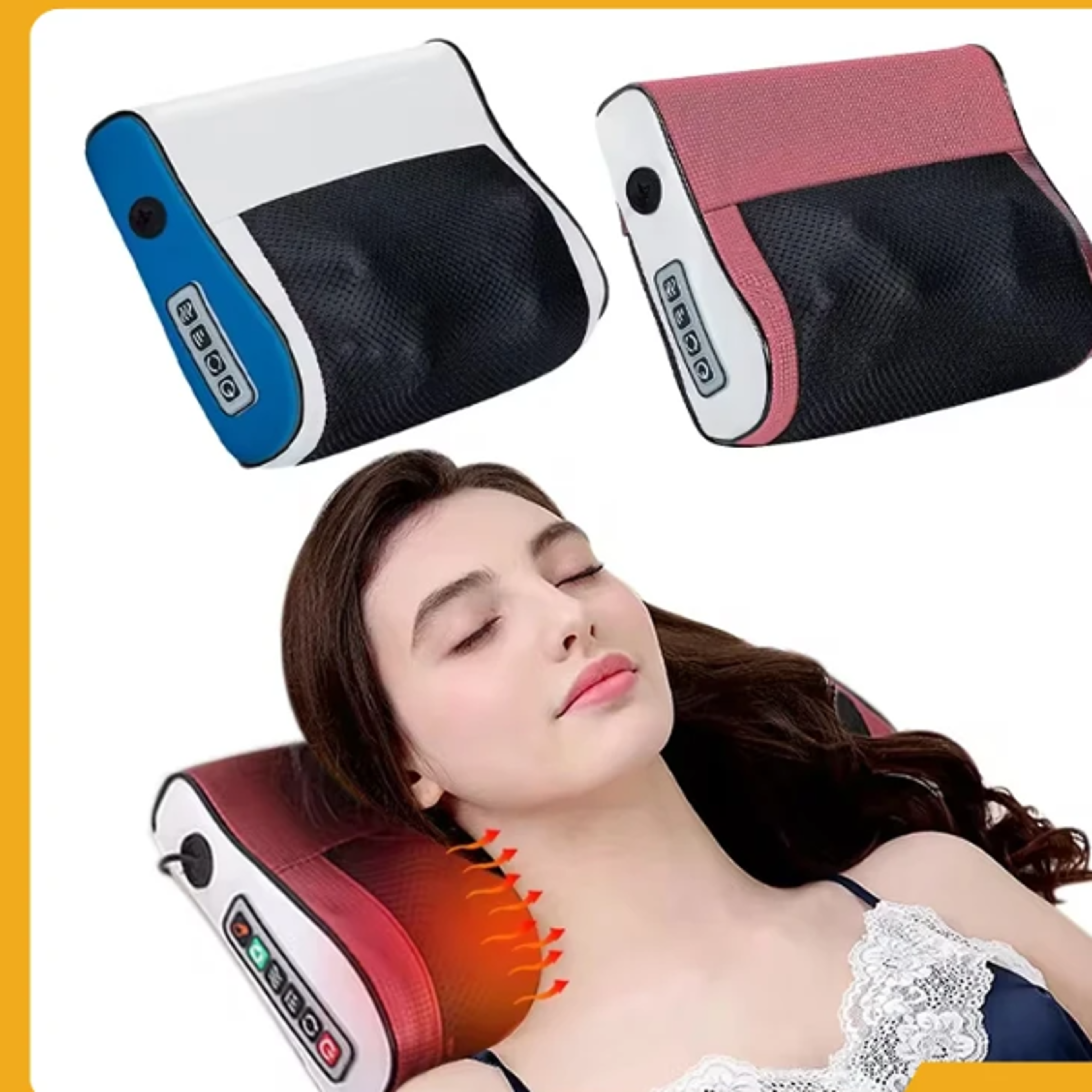 multi-functional neck and shoulder massager, 6 adjustable hot compress back kneading tool