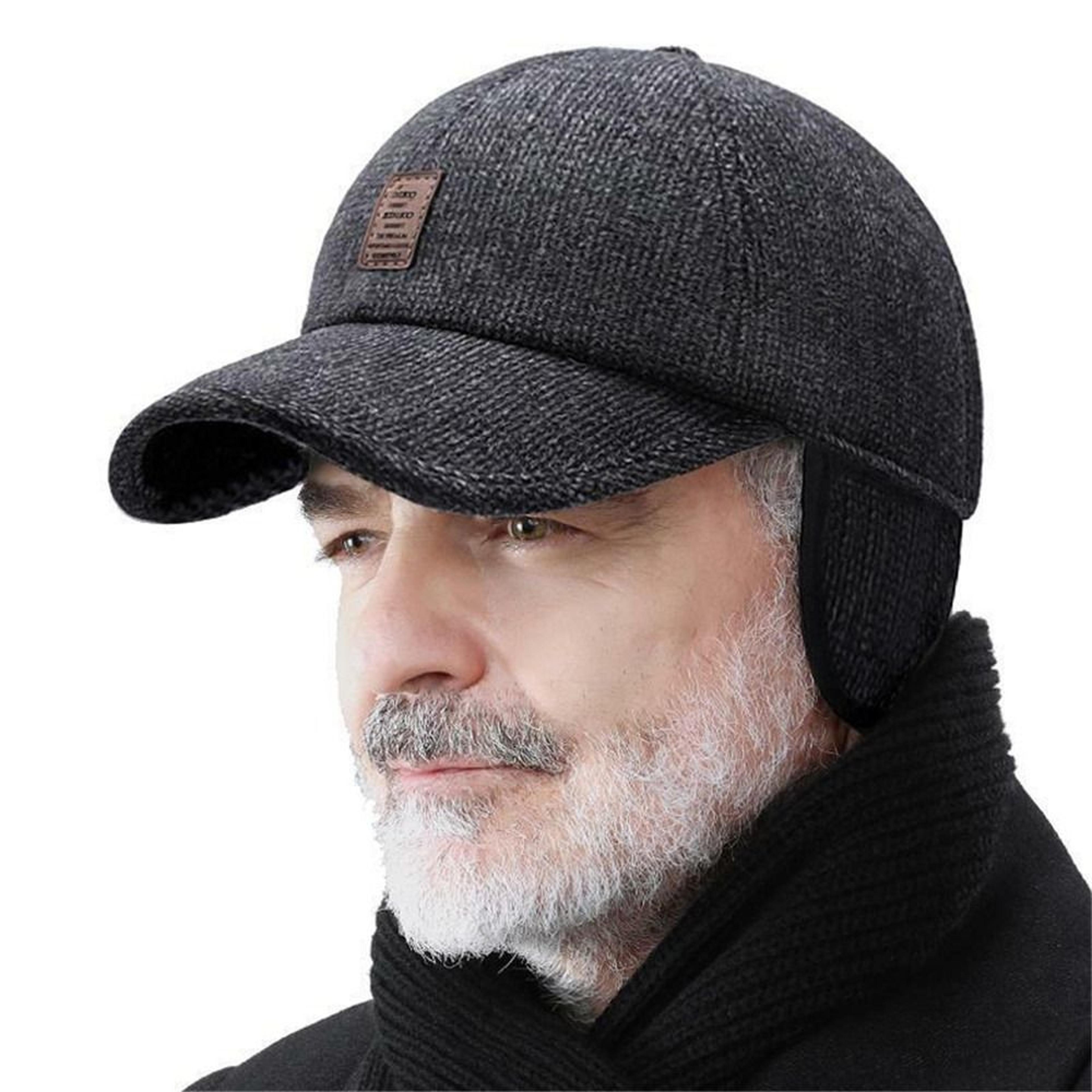 winter baseball cap with ear protection, windproof woolen knitted earflap hat for men – adjustable, warm & comfortable