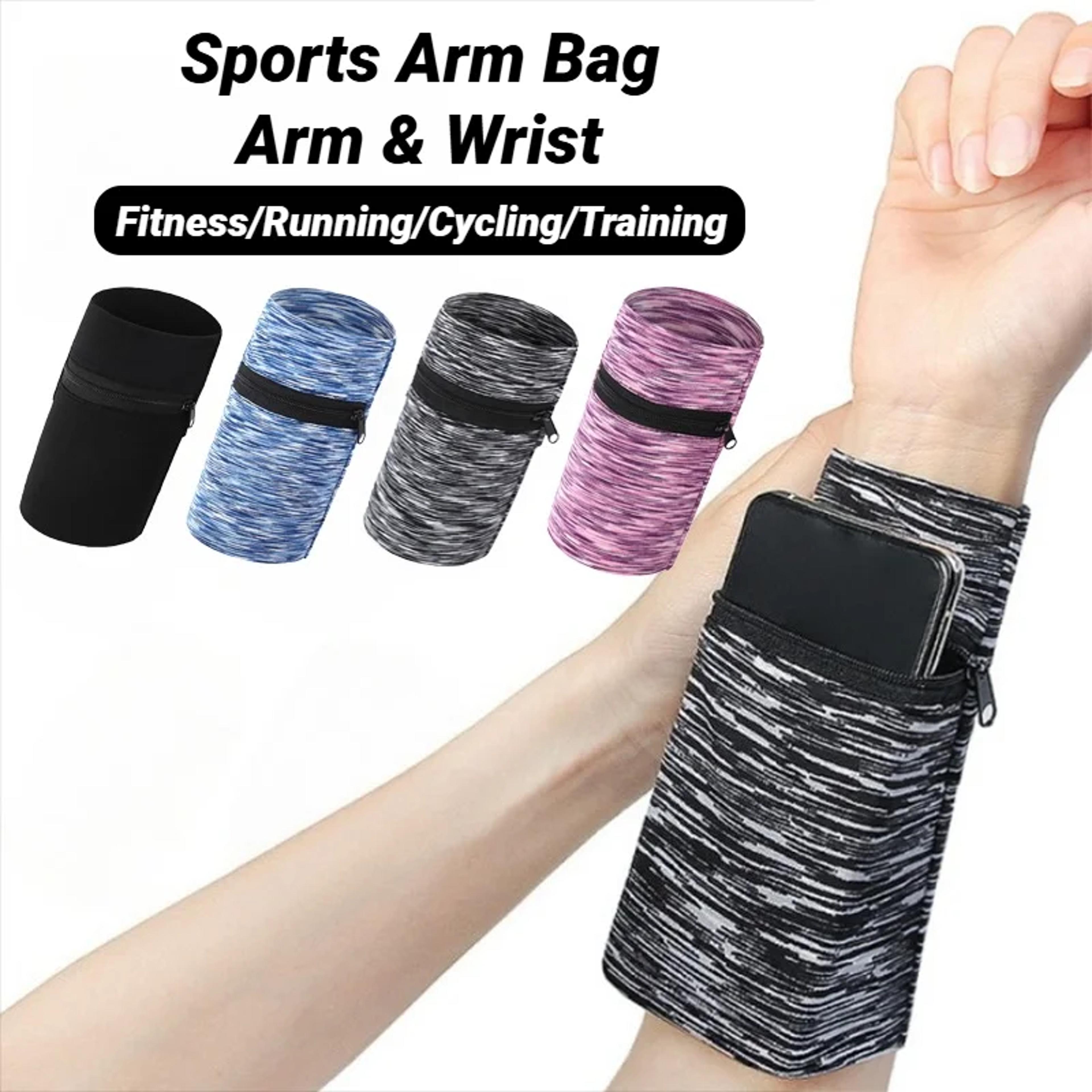 zipper running wrist bag for phone, keys & cards – sweatproof gym sports cycling armband