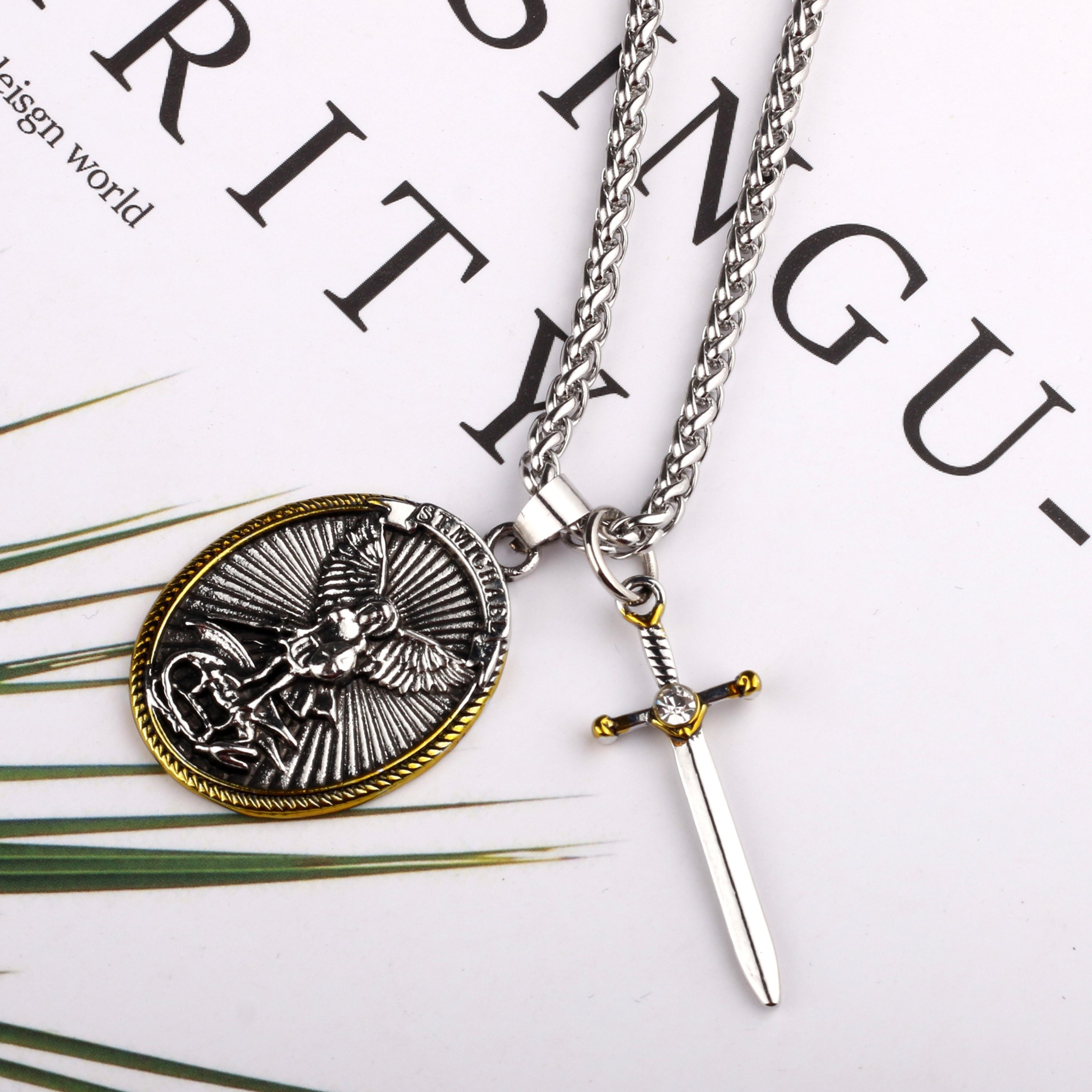 st. michael the archangel catholic patron saint pendant necklace – spiritual protection & faith