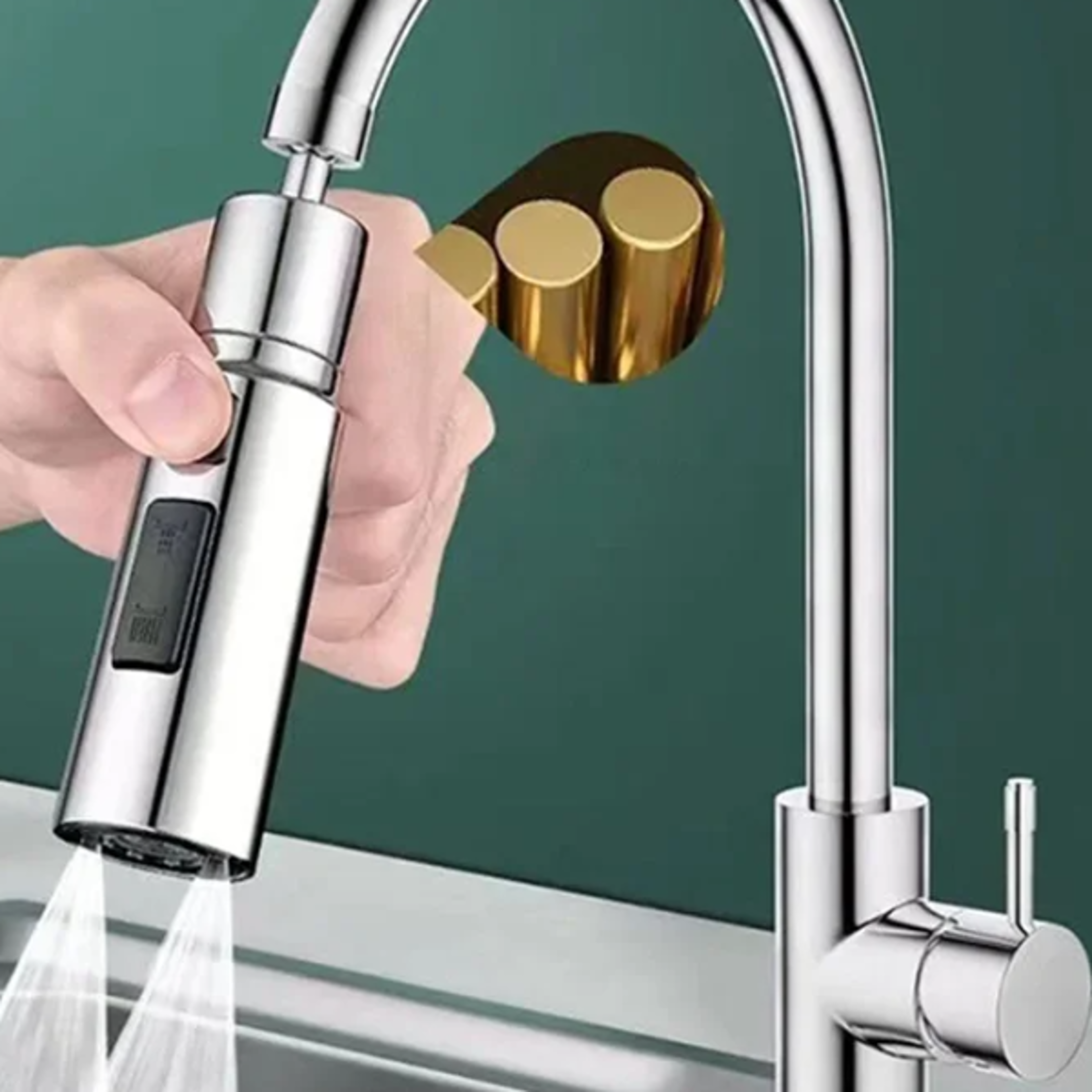 water saving faucet extender with three spray modes metal alloy head