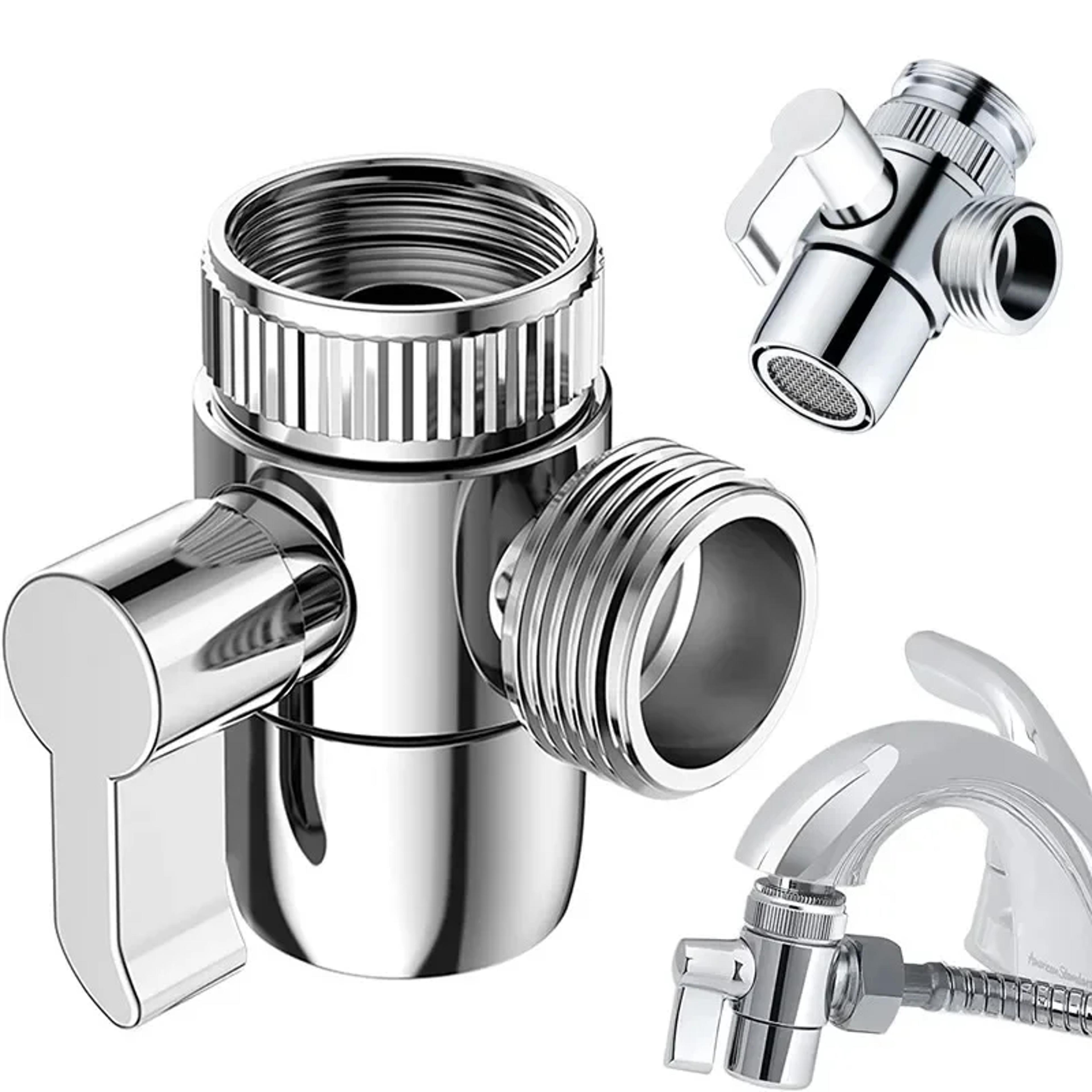 faucet adapter diverter valve – kitchen sink splitter water tap connector for toilet bidet and shower