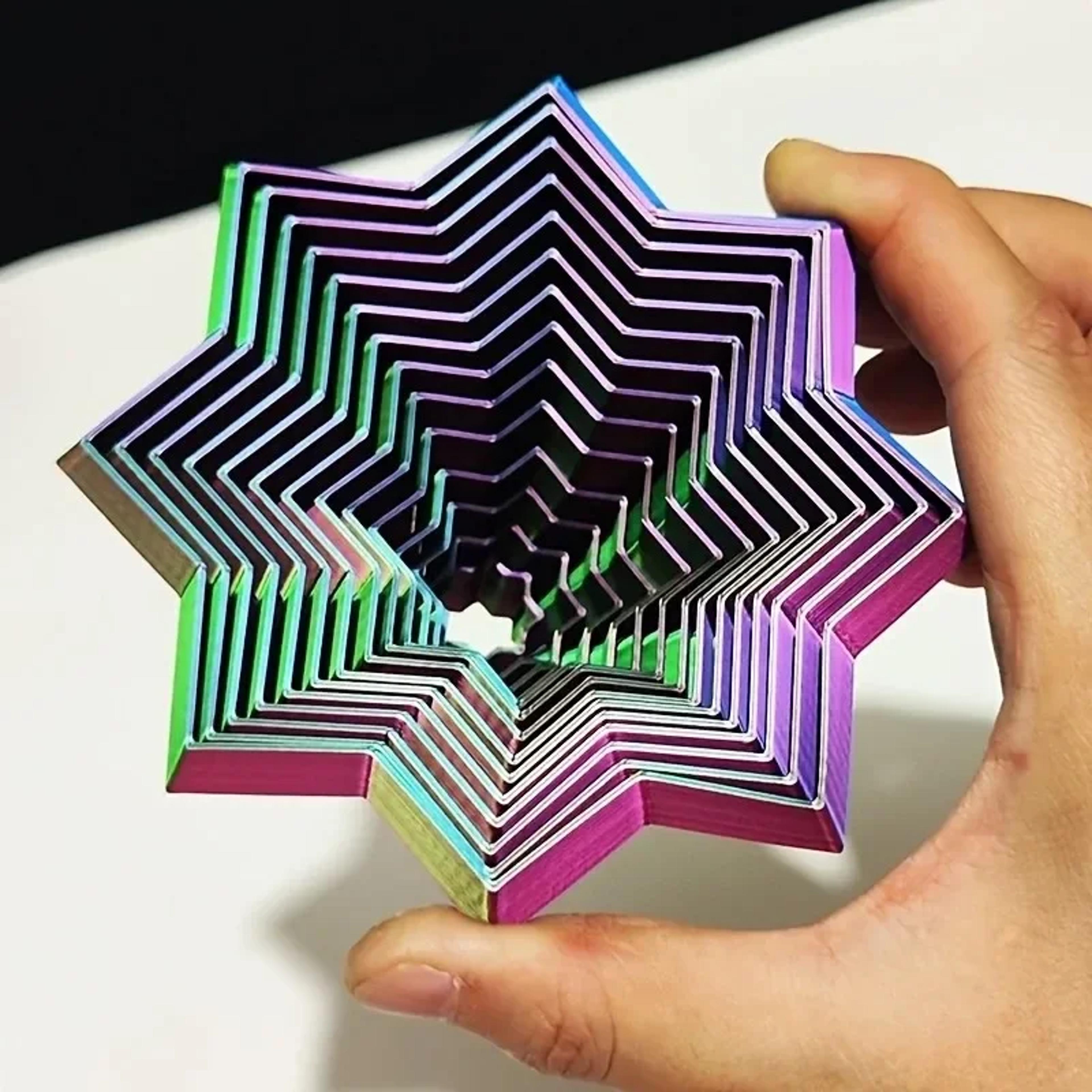 printed fractal hexagon toy – mesmerizing spiral design, pocket-sized stress reliever, exquisite decor & gift item