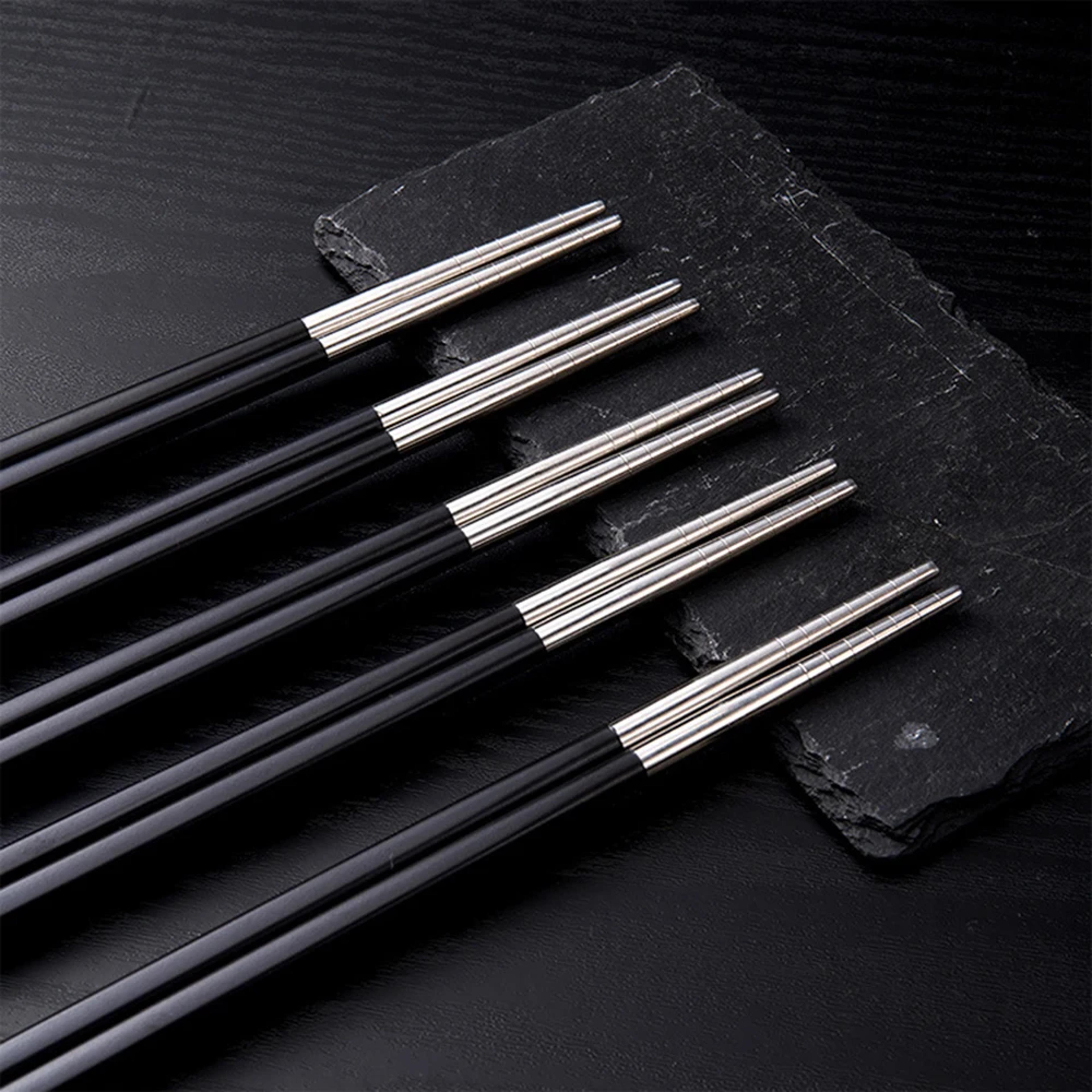 Premium Alloy Chopsticks Pairs Reusable Nonslip Metal Sushi Sticks For Dining 3