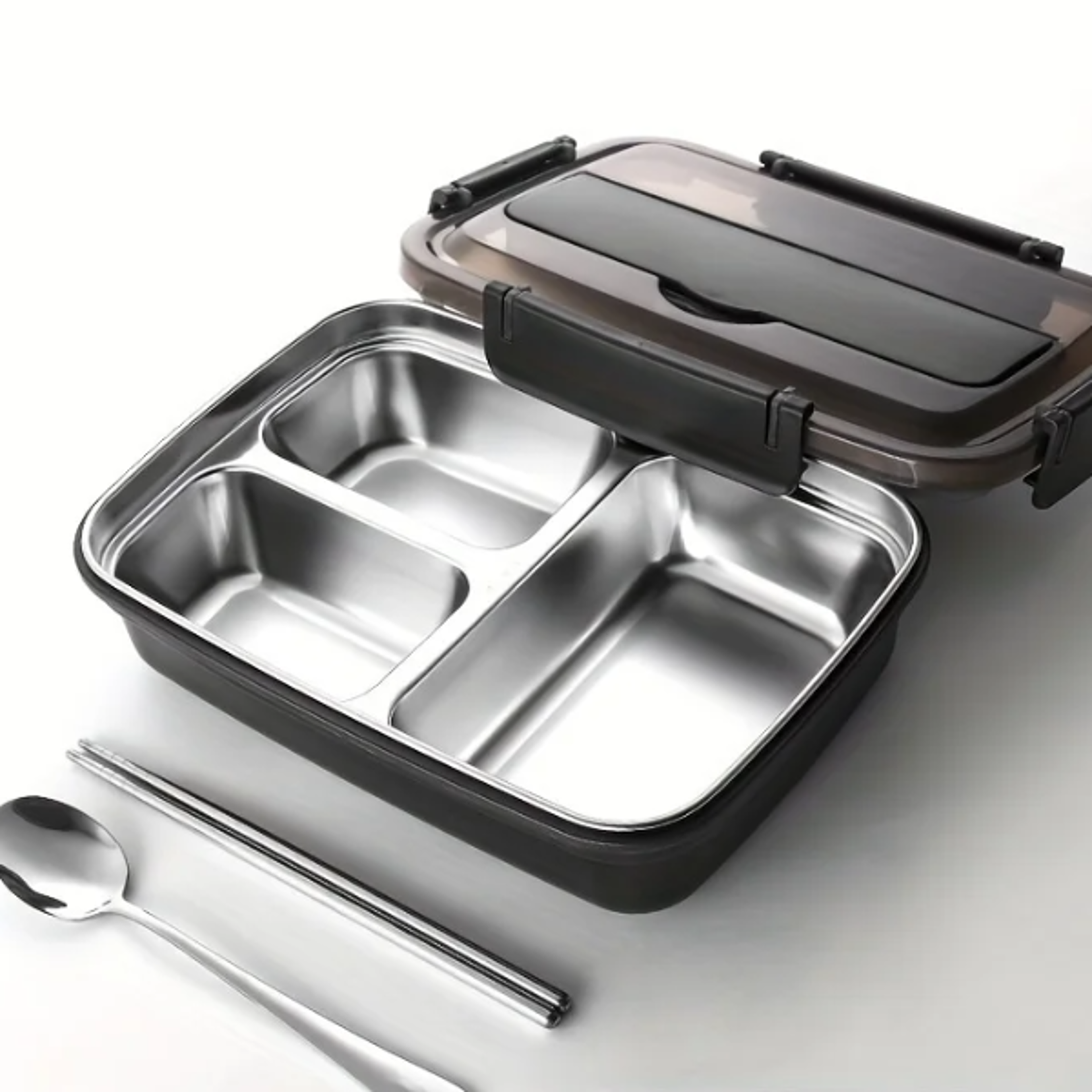 leak-proof stainless steel bento lunch box with compartments – durable, easy-clean container for office & school use