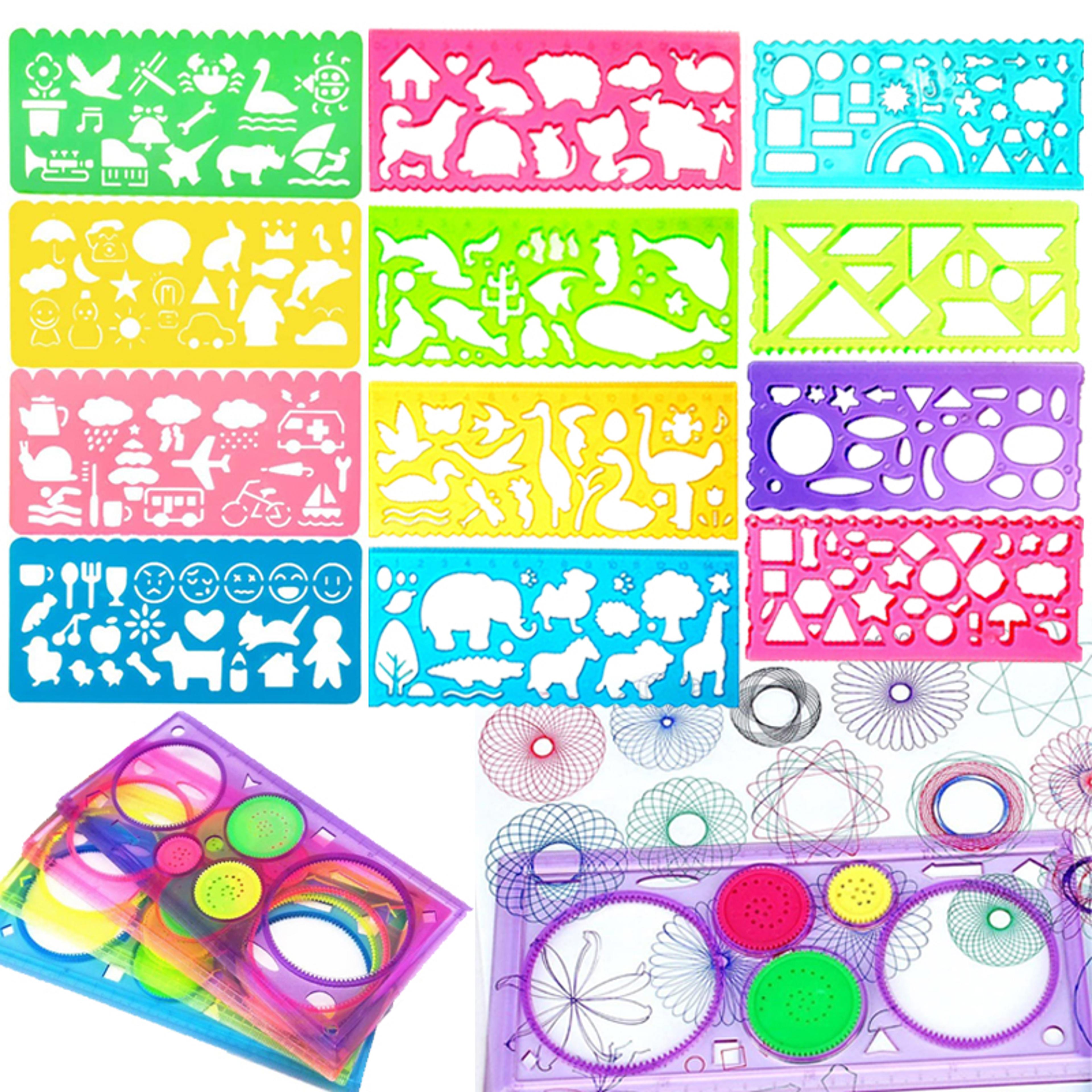geometry spirograph drawing stencil set – creative art craft template for kids and adults, perfect educational gift