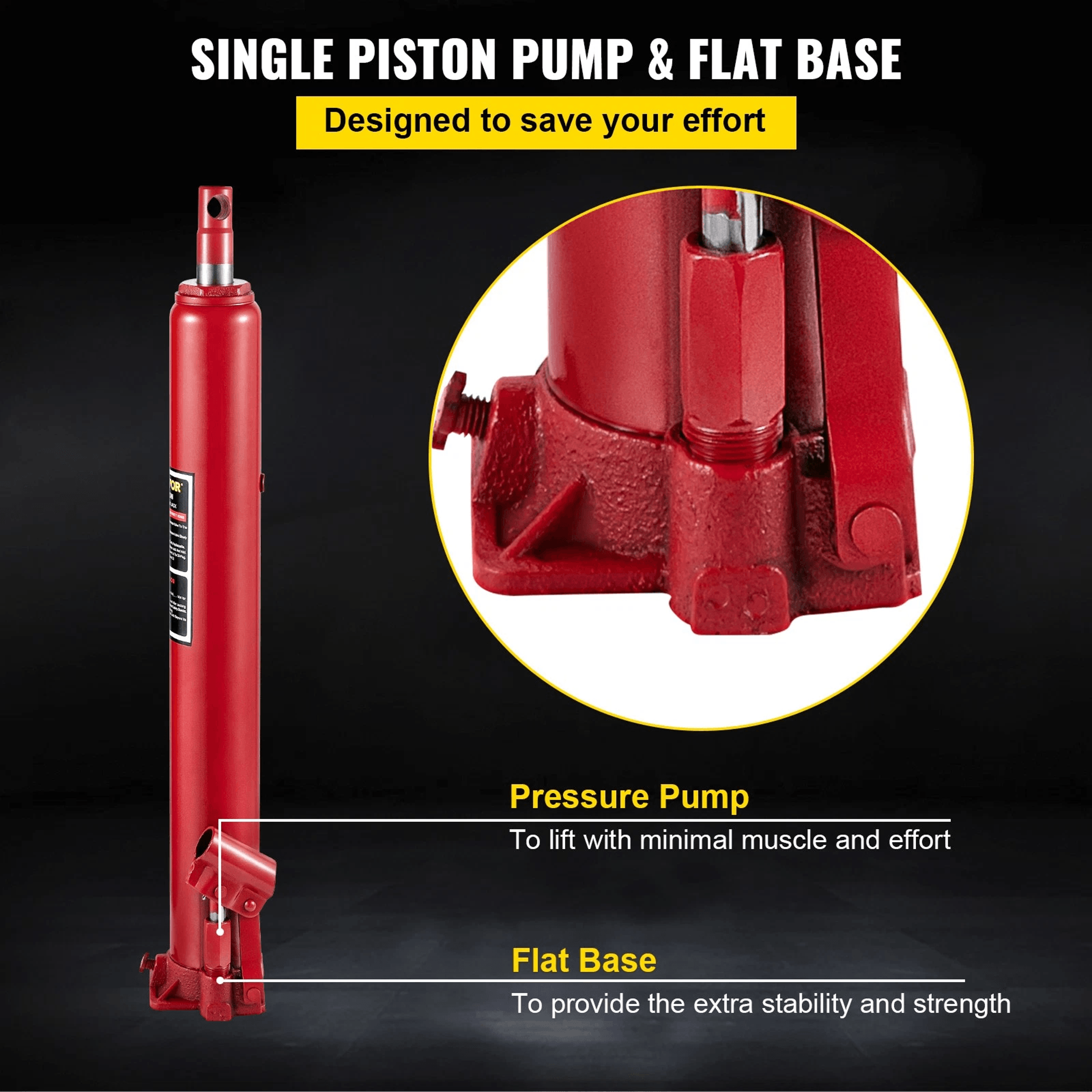 Hydraulic Long Ram Jack Manual Engine Hoist Lift With Flat Base 6