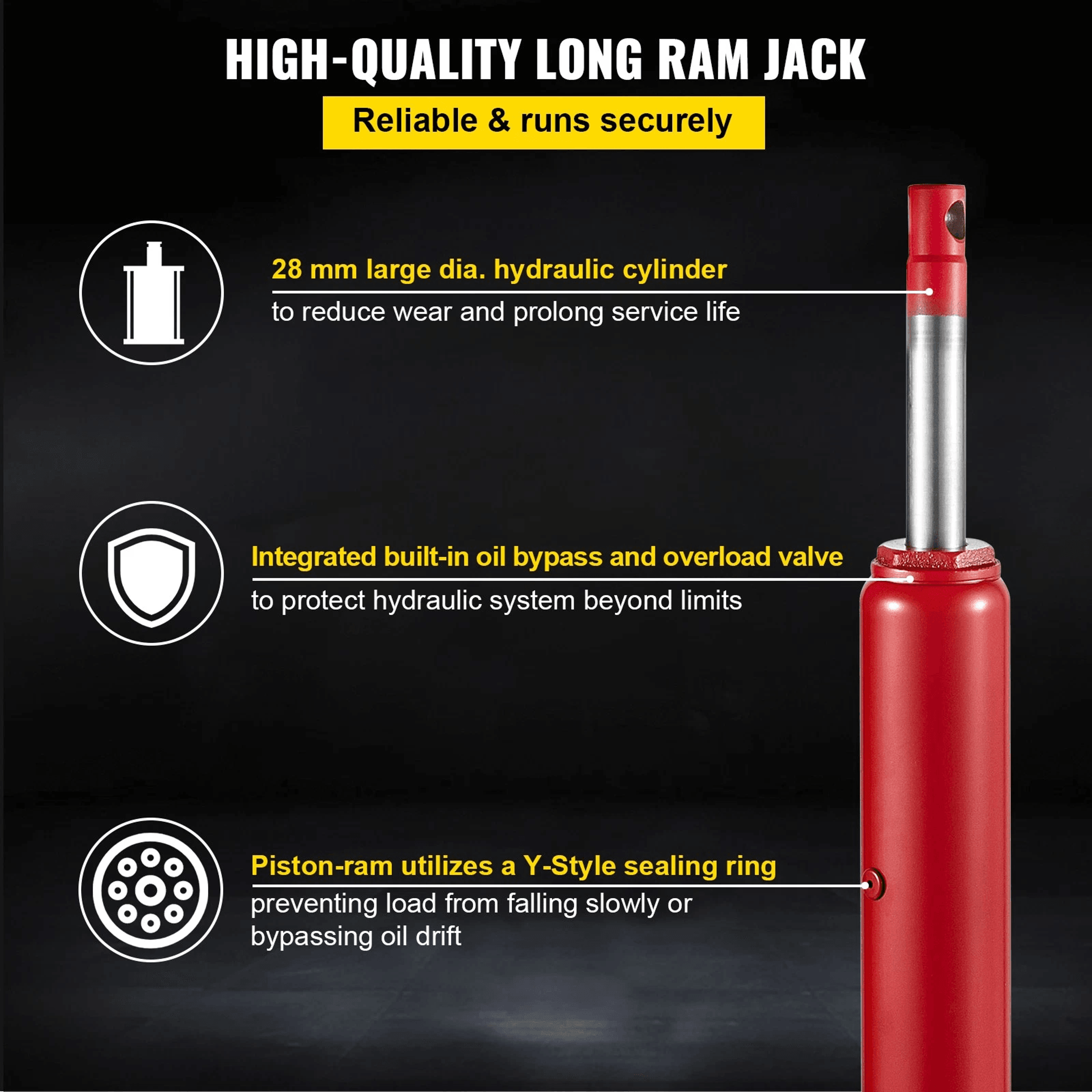 Hydraulic Long Ram Jack Manual Engine Hoist Lift With Flat Base 2