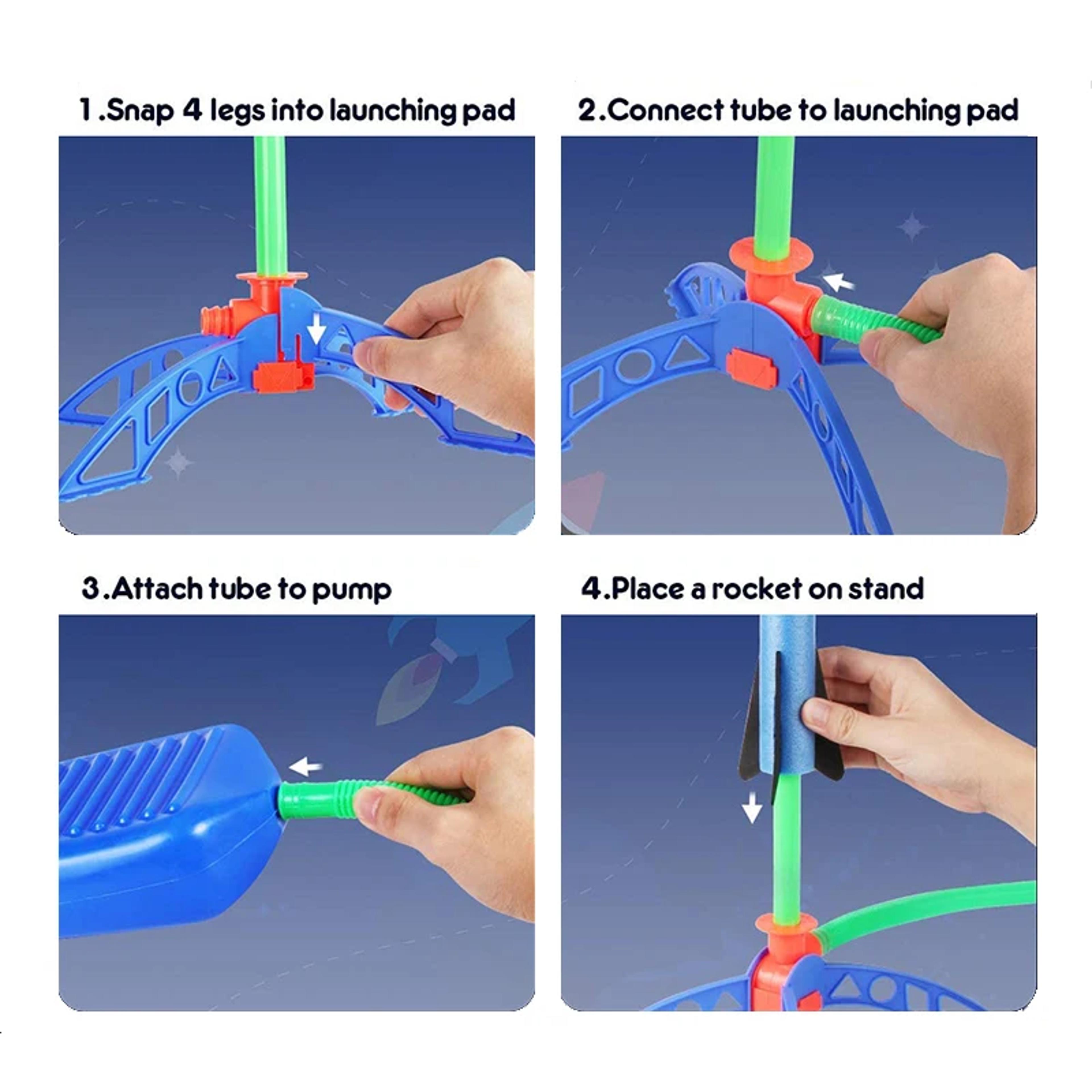 Air Powered Stomp Rocket Launcher Toy For Kids Outdoor Foot Pump Rocket Game 3