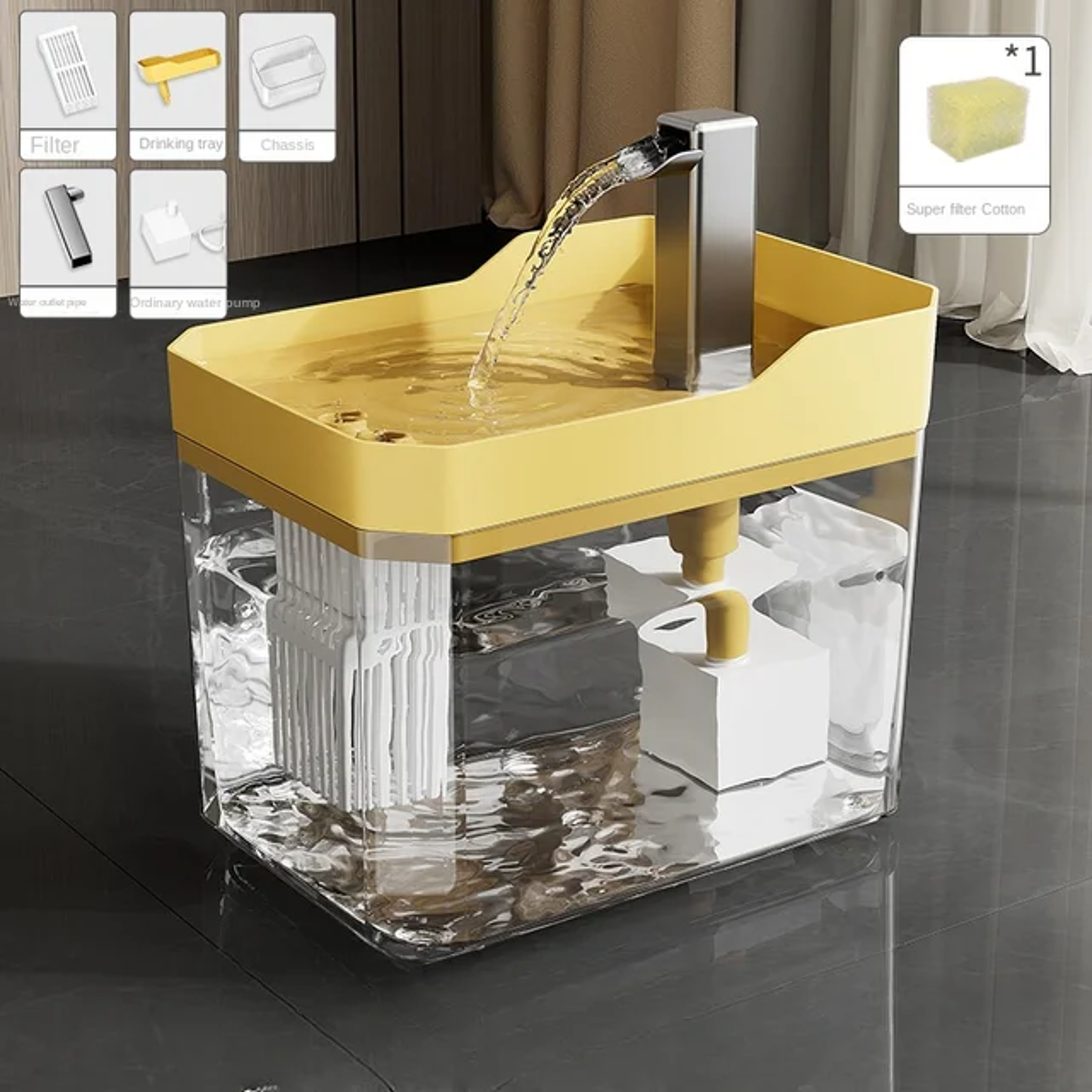 Transparent Cat Water Fountain With Auto Filter  USB Pump  AntiDry Burning Recirculating Water Disp 7