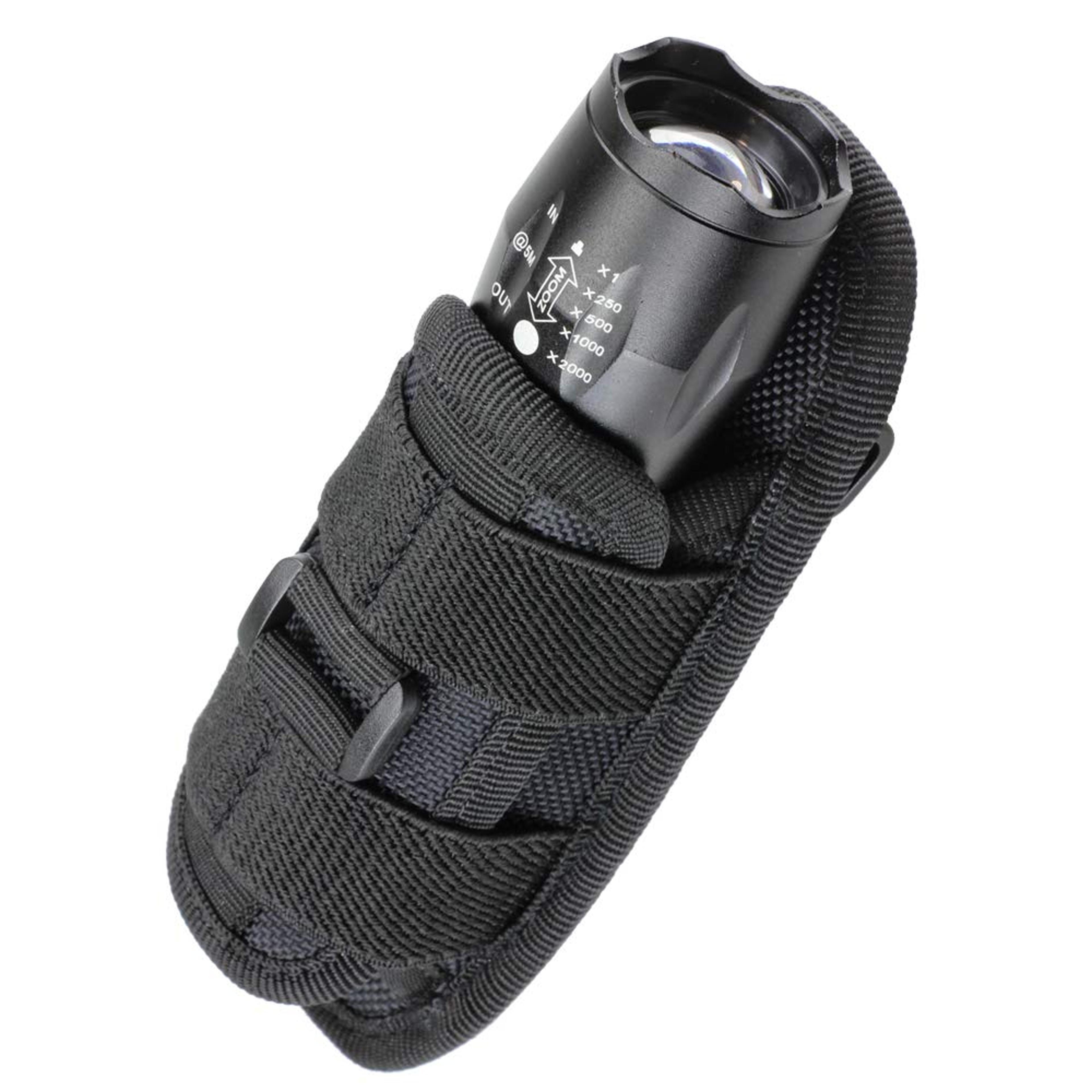 rotatable tactical flashlight pouch holster with carabiner clip