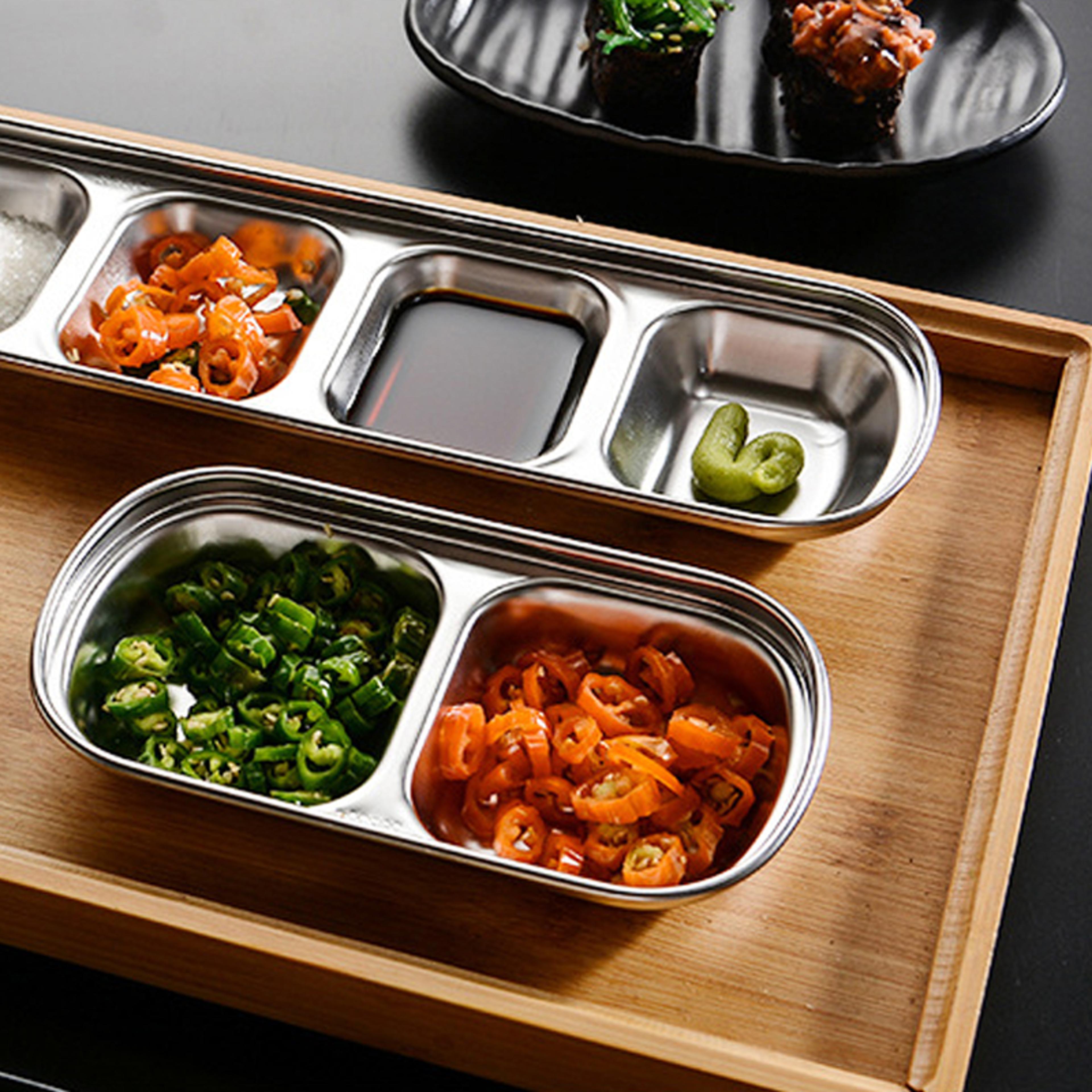 Stainless Steel Divided Dip Bowls  Perfect For BBQ Sauces And Condiments 1