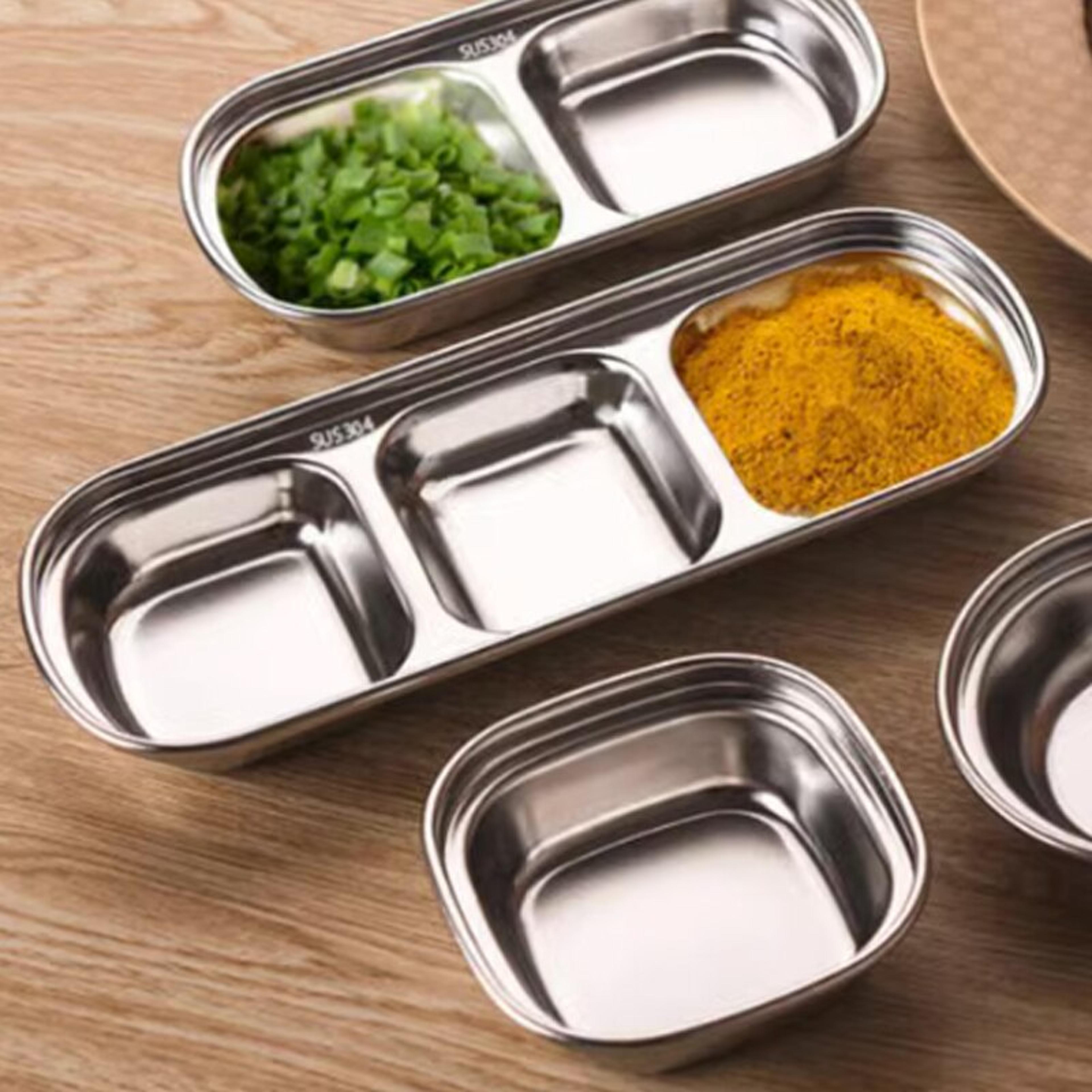 Stainless Steel Divided Dip Bowls  Perfect For BBQ Sauces And Condiments 3