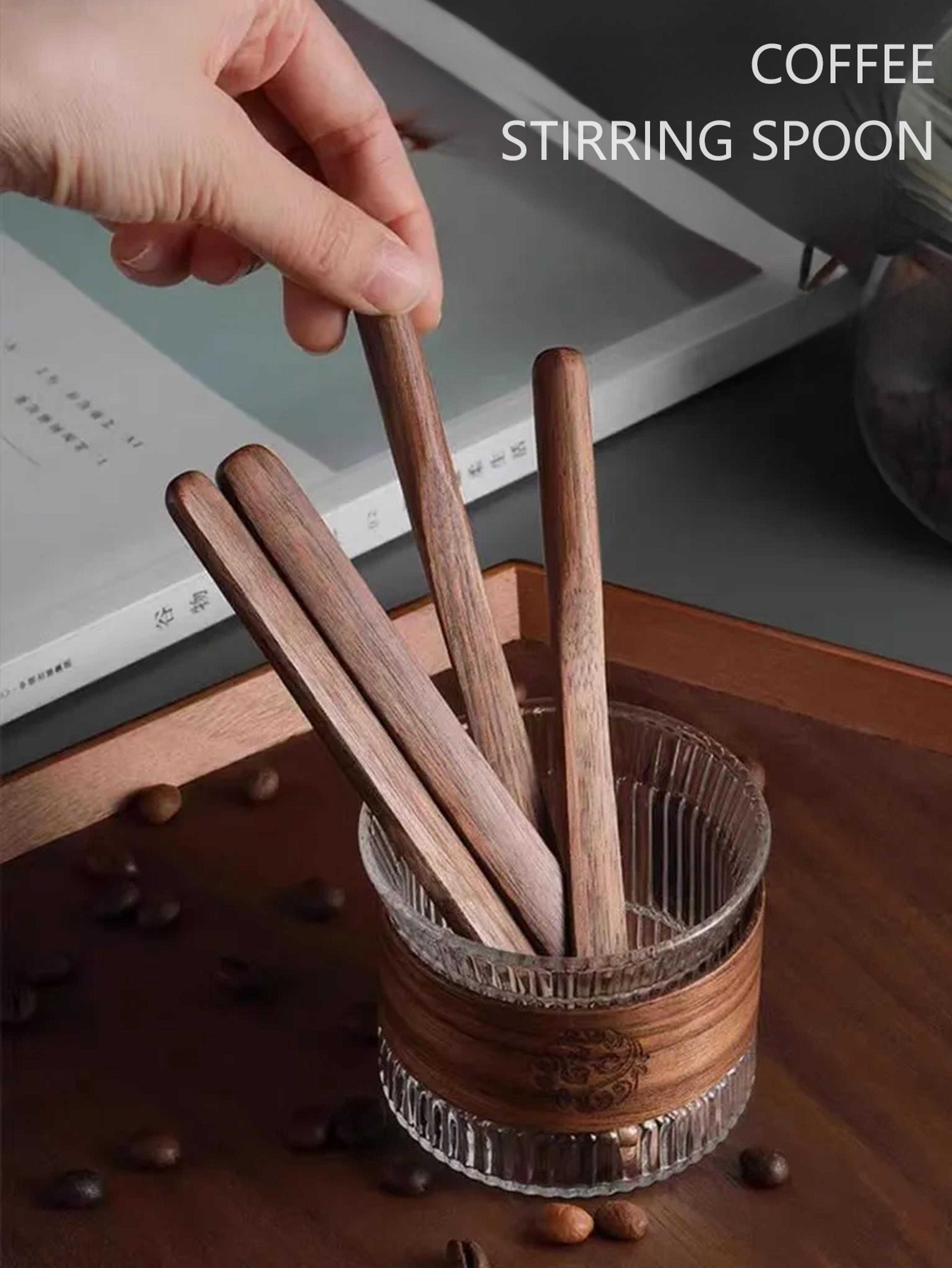 Creative Walnut Wood Coffee Stirrer Long Handle Wooden Dessert Mixing Spoon 5