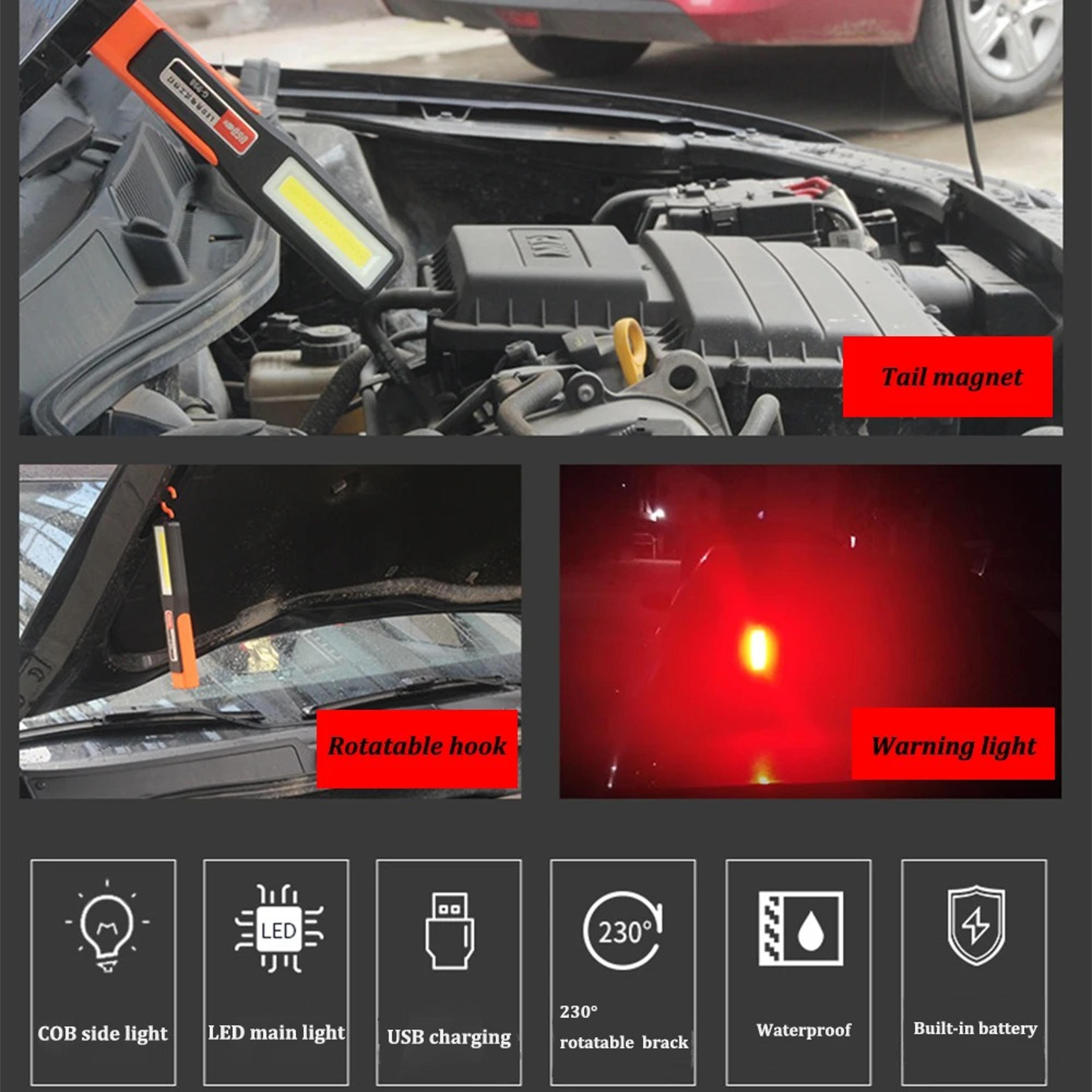 Powerful LED Work Light With Magnet USB Rechargeable COB Mechanic Lamp For Car Garage And Emergency 5