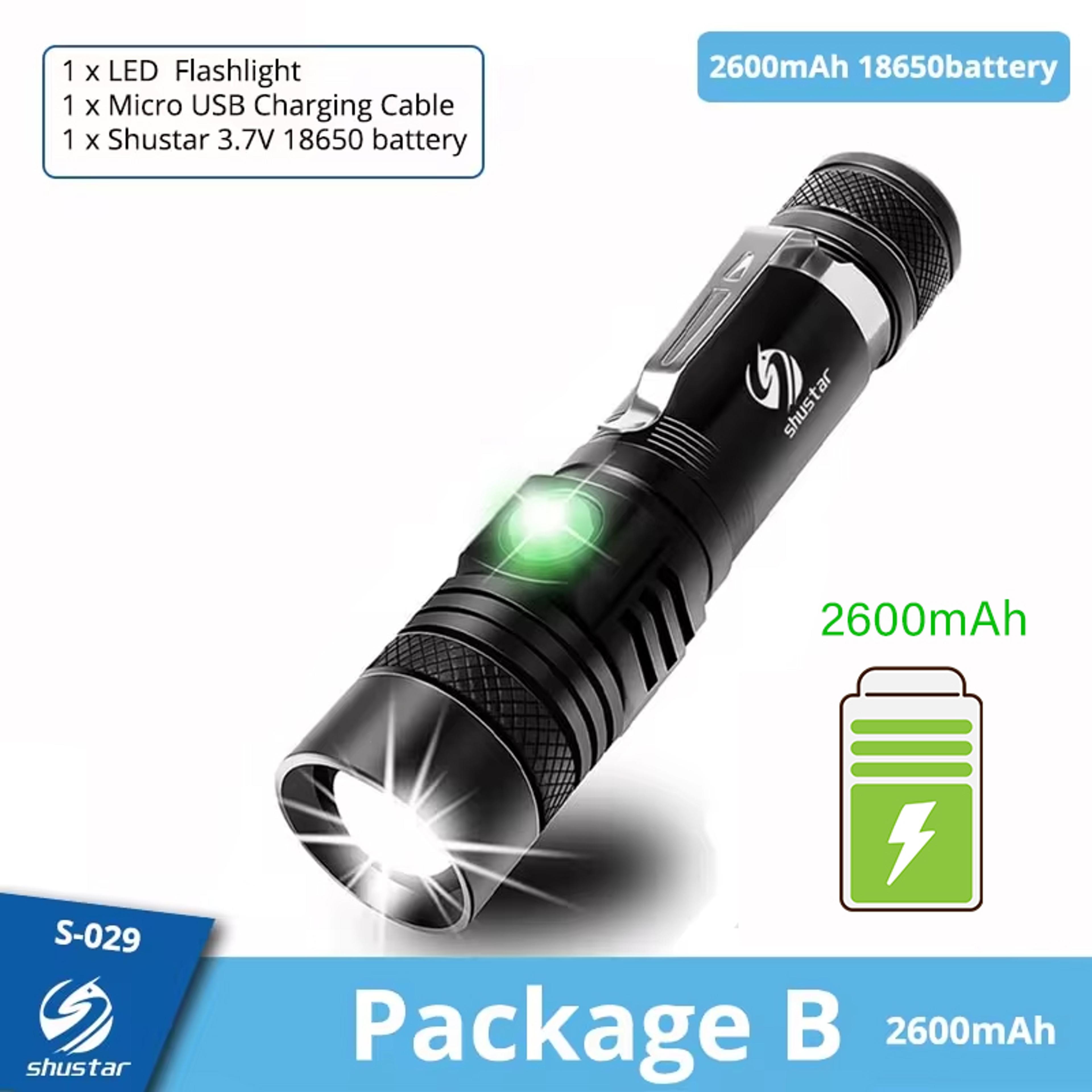High Power Zoomable LED Flashlight Waterproof Camping Torch With USB Charging 6