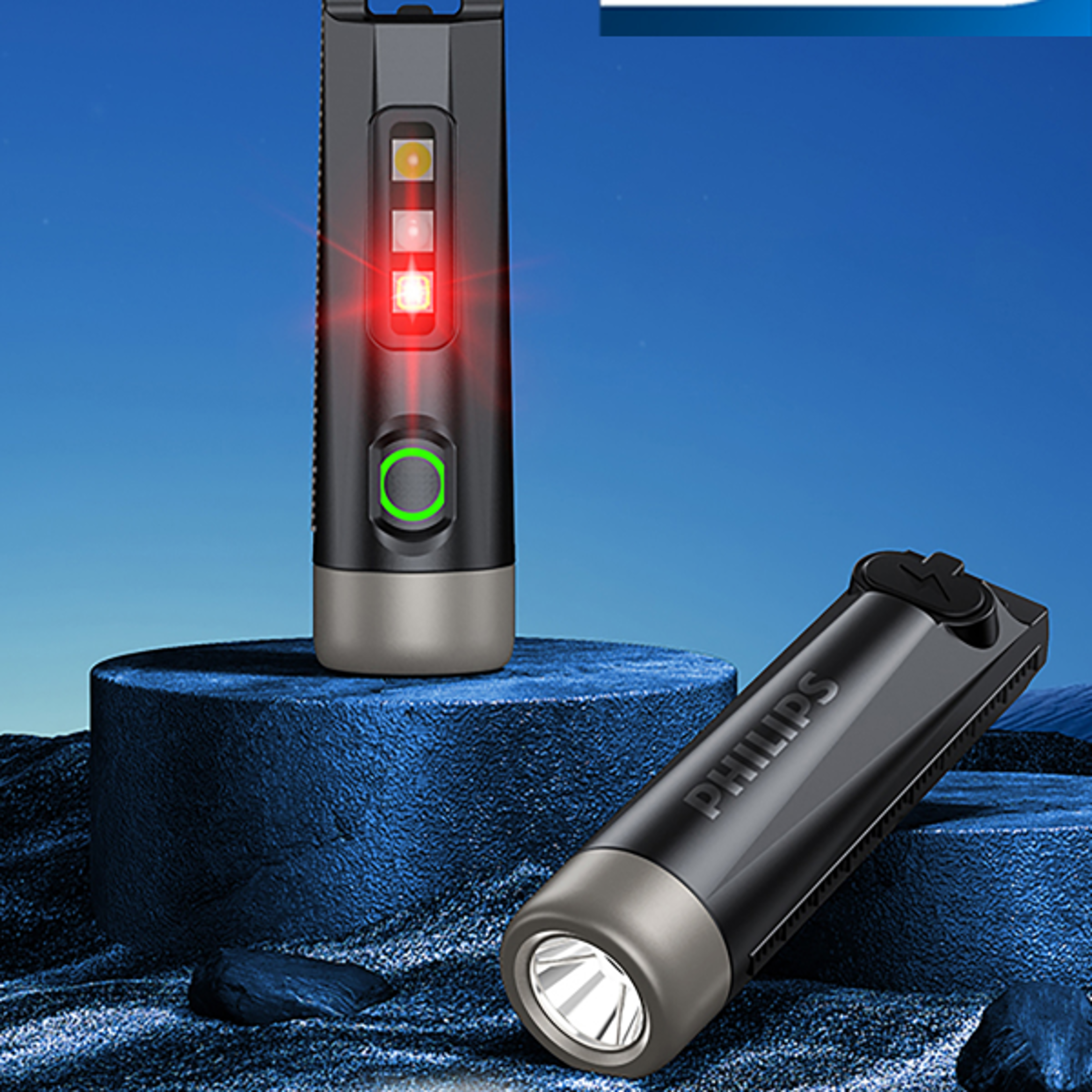 philips led edc flashlight mini rechargeable keychain torch light for hiking & self defense