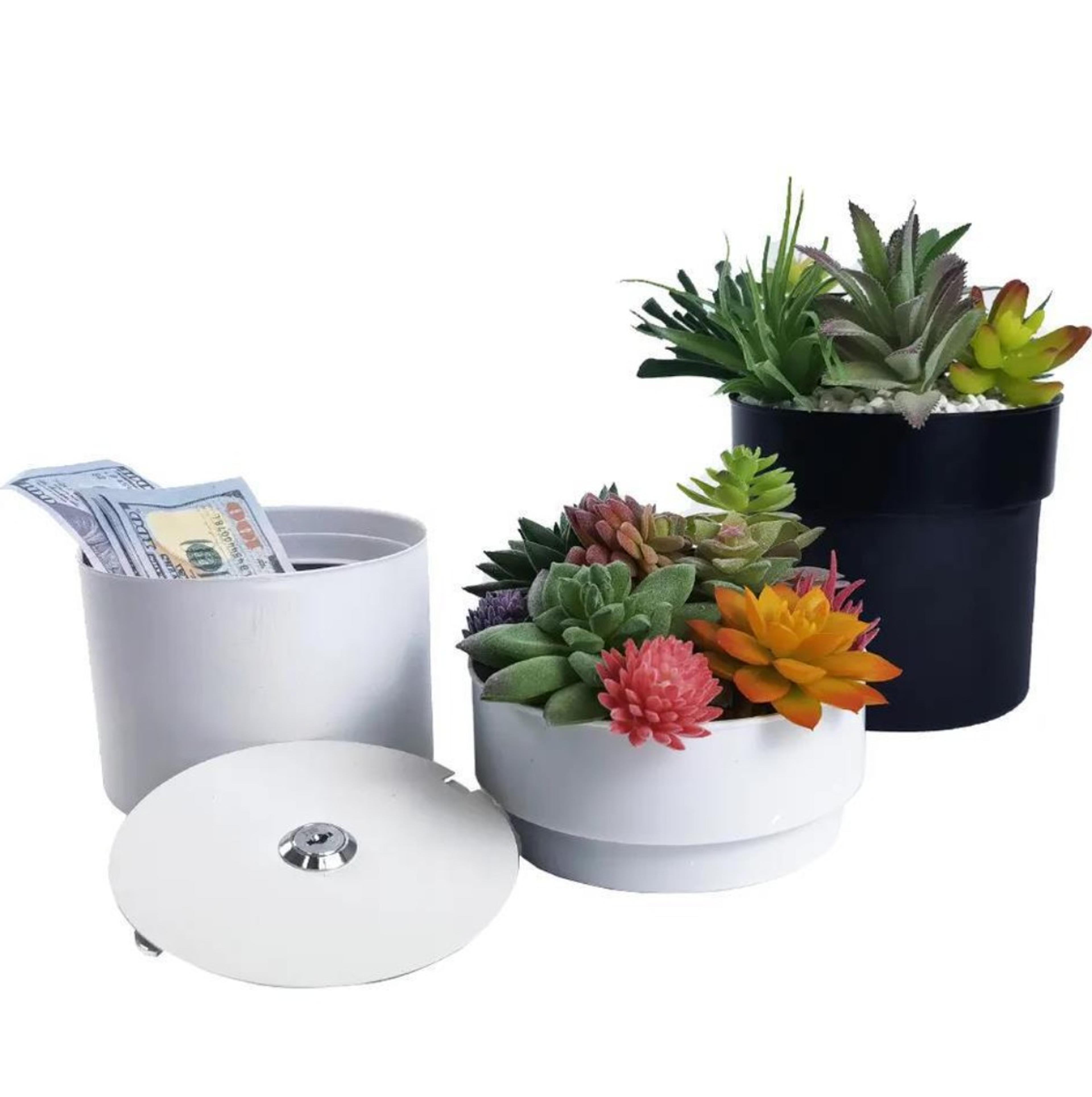 creative iron flowerpot storage box with lock mini money organizer for secure storage