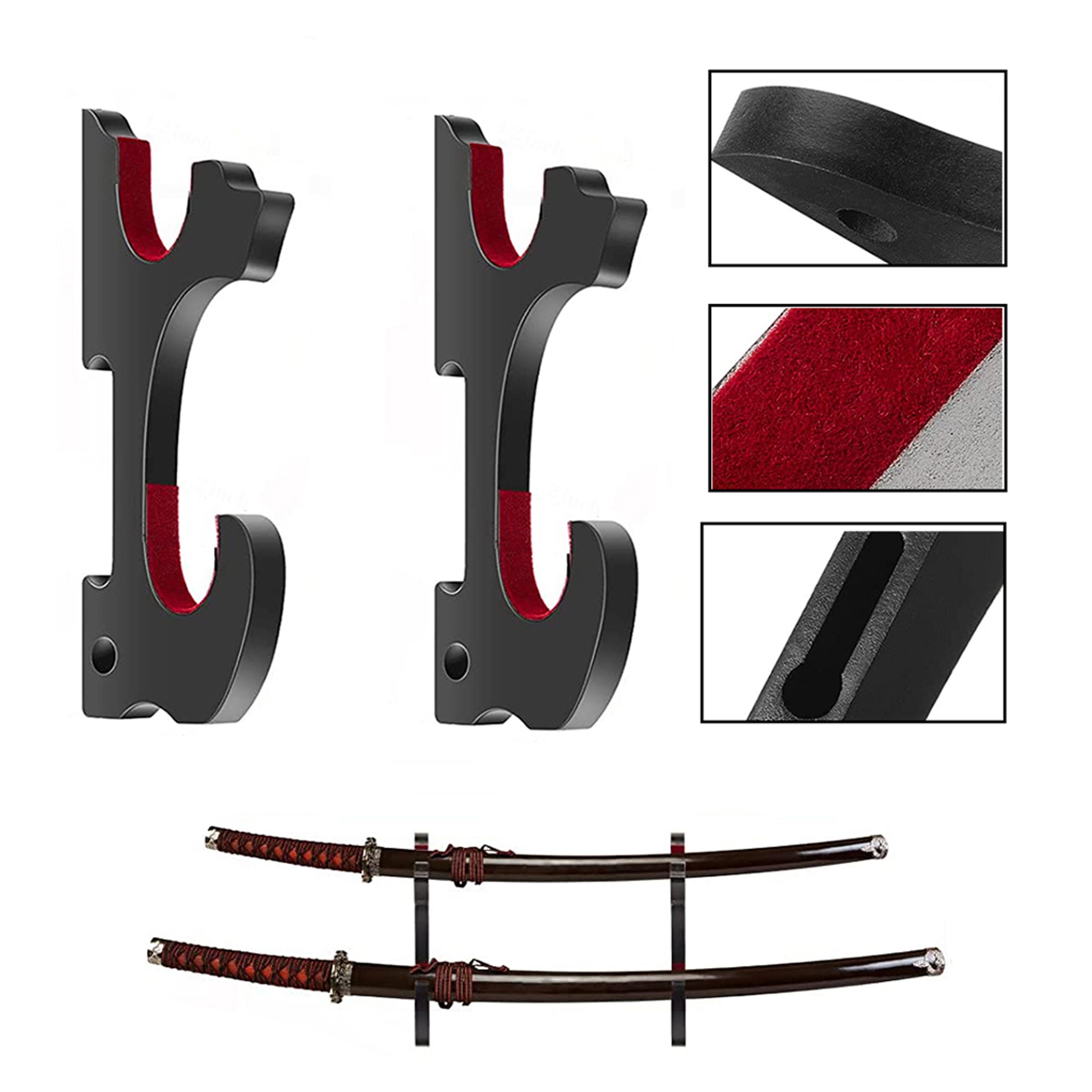 velvet padded wooden sword stand adjustable tier hanger for katana & wakizashi