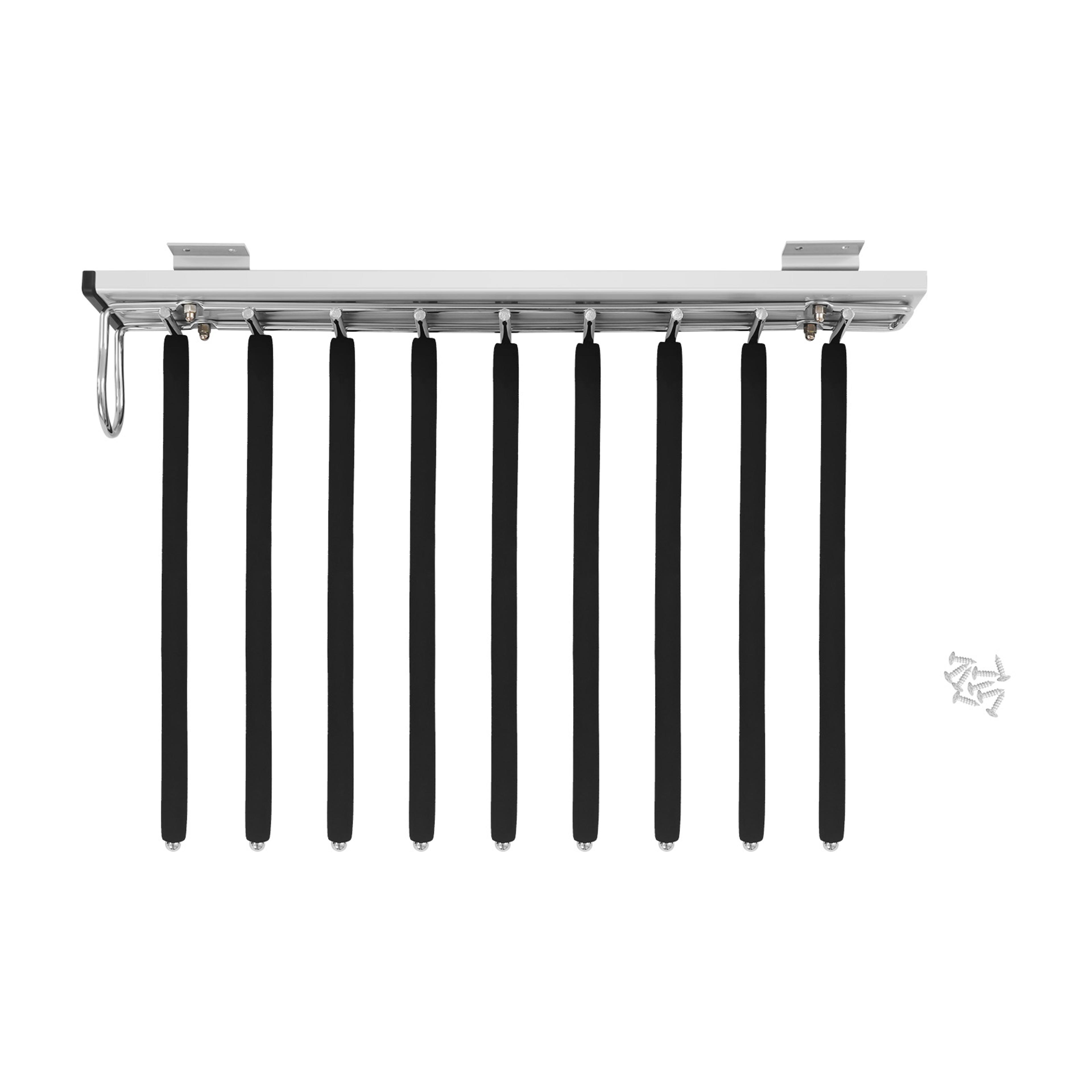 Rod Side Mounted Trousers Hanger PullOut Pants Rack With Flocked Bars For Easy Storage And Organiza 3