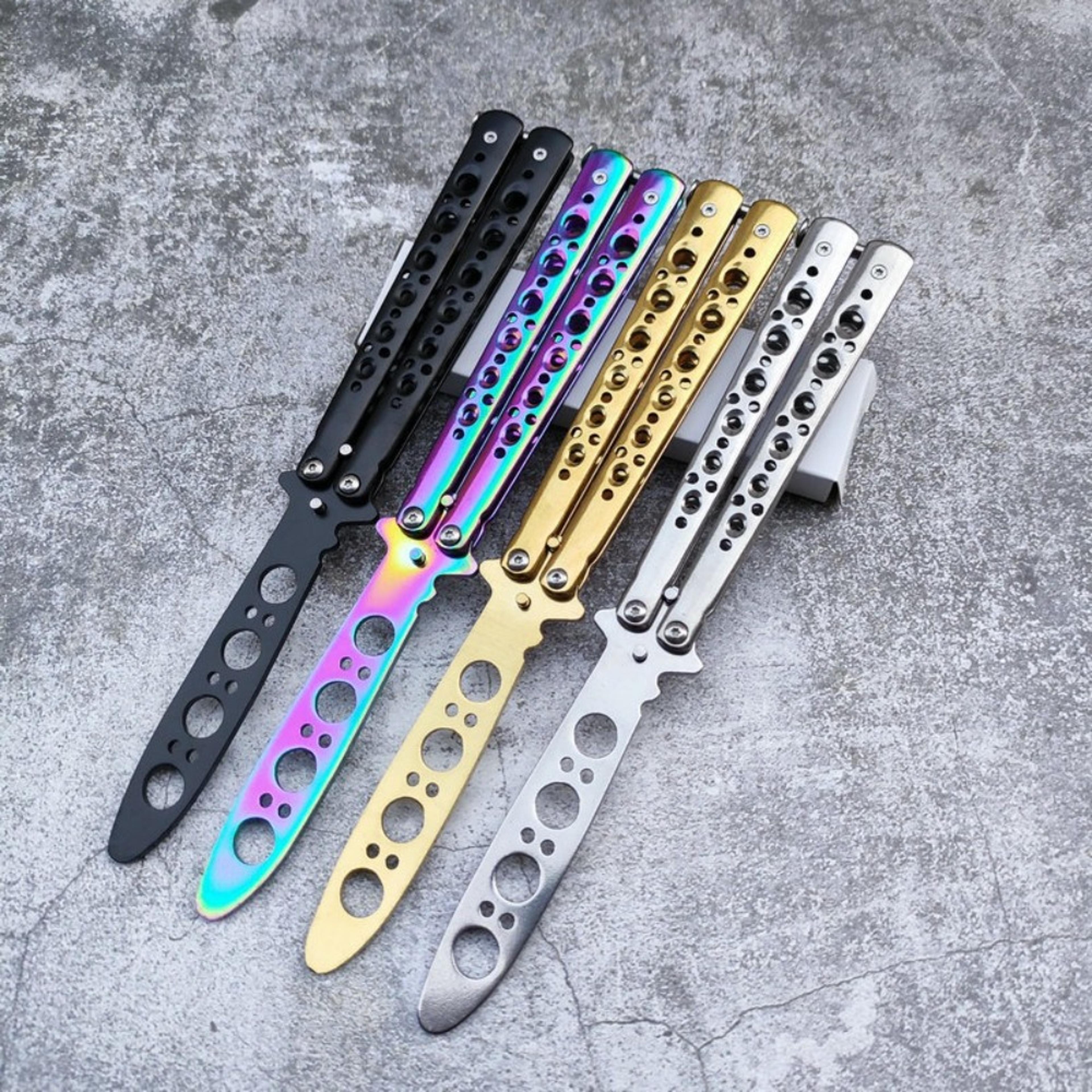 butterfly knife trainer foldable safe practice balisong for skills training & cosplay