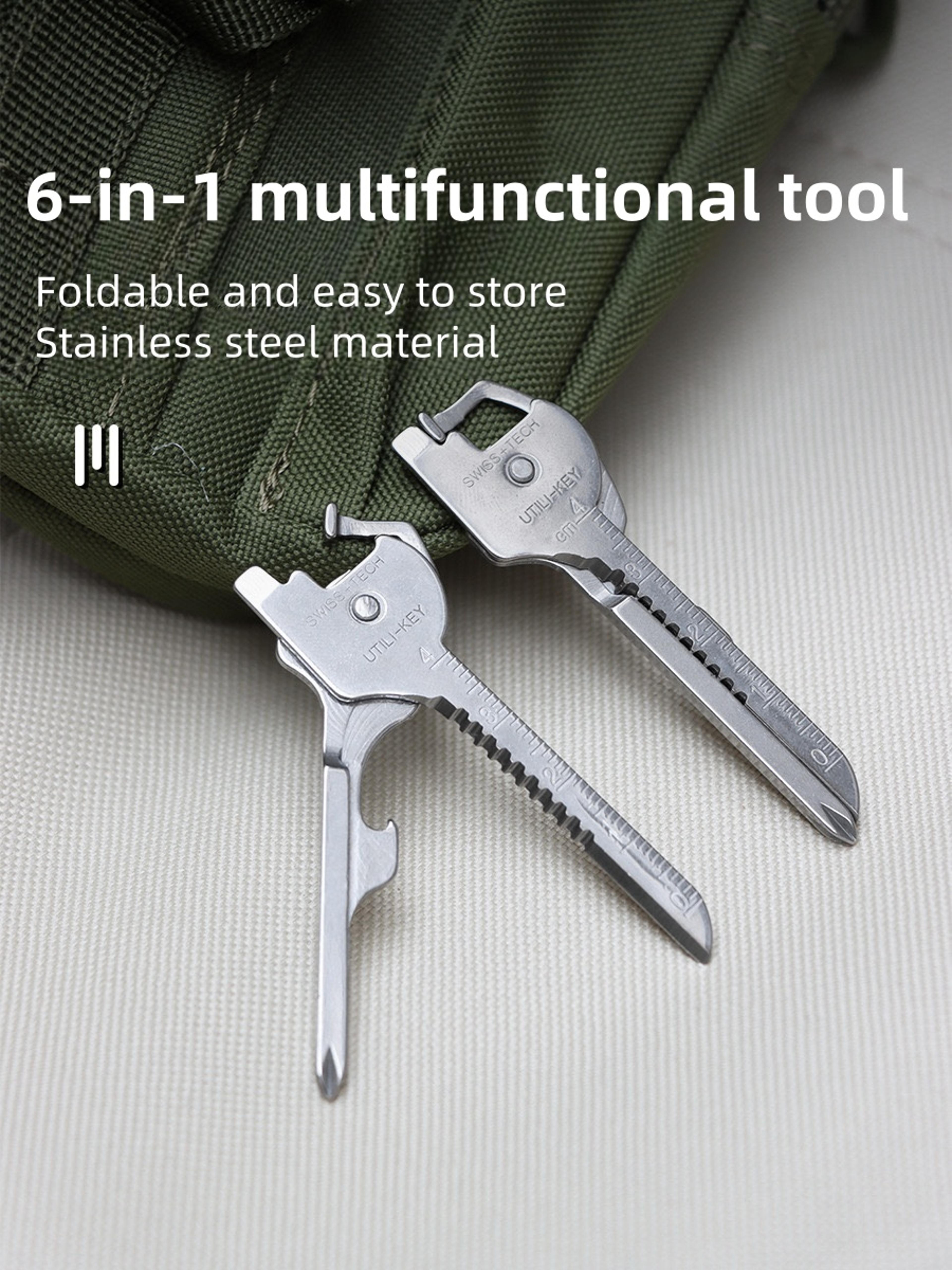 outdoor edc keychain tool with portable folding knife & multi function hardware