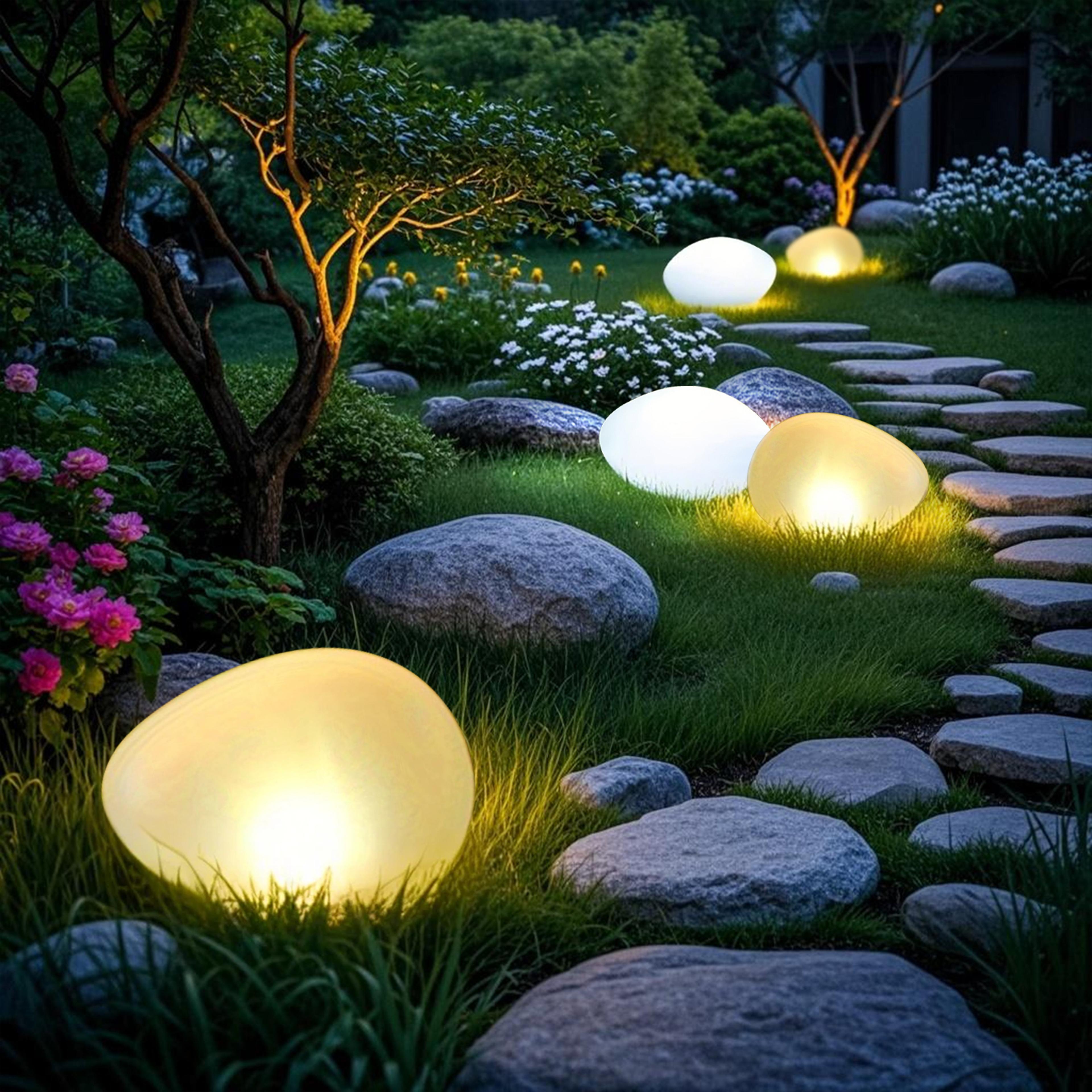 solar pebble garden lights for outdoor pathway lighting warm white solar landscape lights